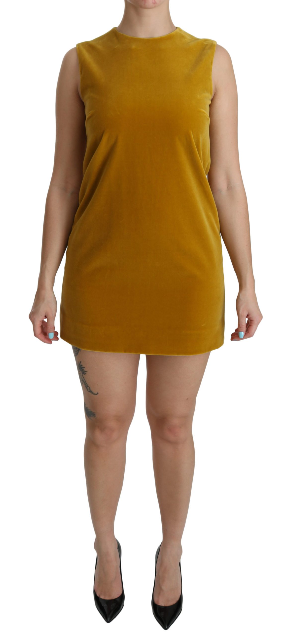 Dolce & Gabbana Women's Stretch Shift Mini Dress Yellow DR2089 - IT40|S