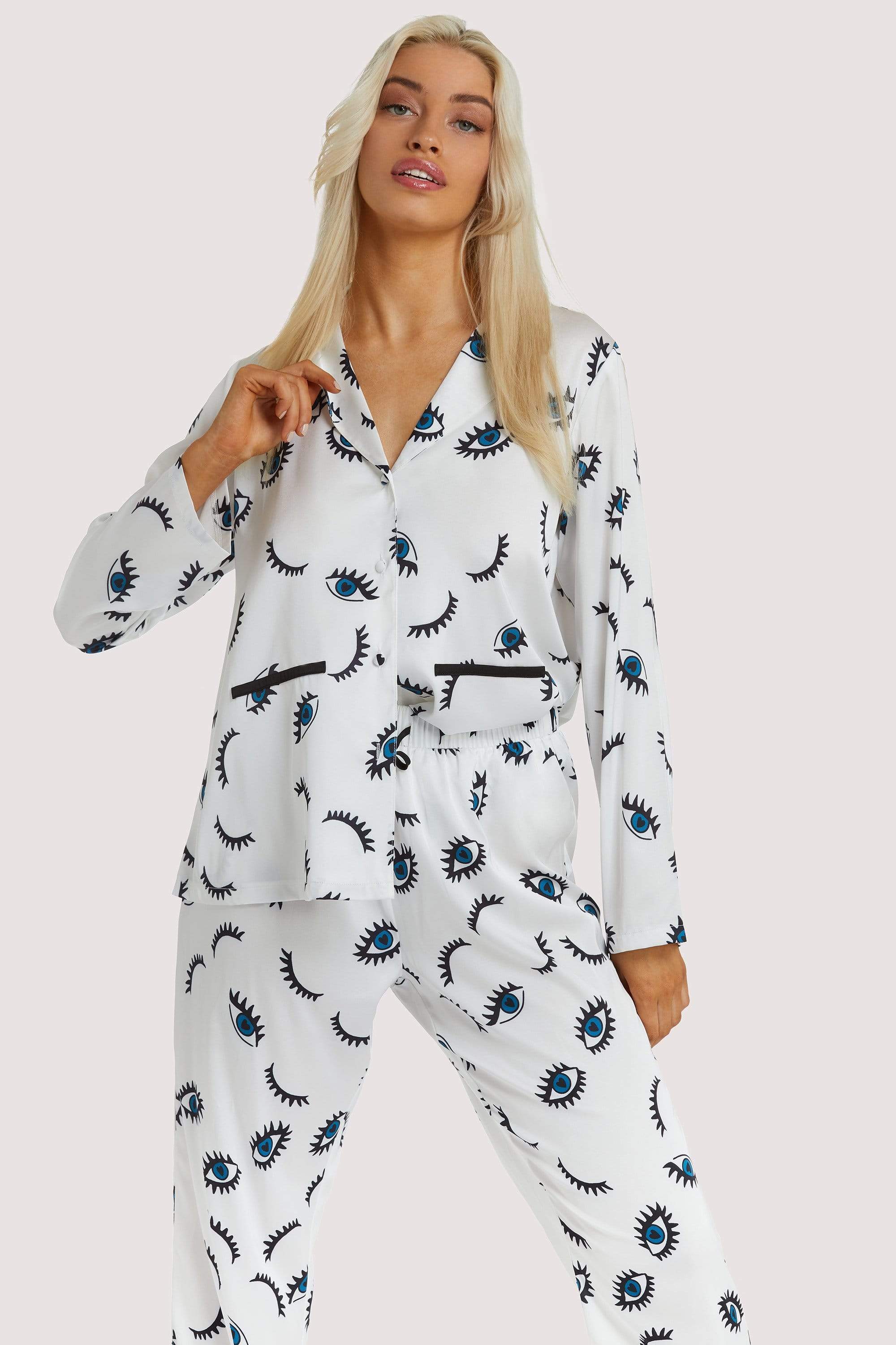 Wolf & Whistle Winking Eye Print Satin Pyjama Set UK 10 / US 6
