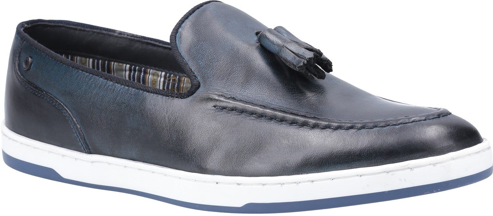 Base London Men's Pogo Burnished Slip On Loafer Various Colours 30446 - Navy 6