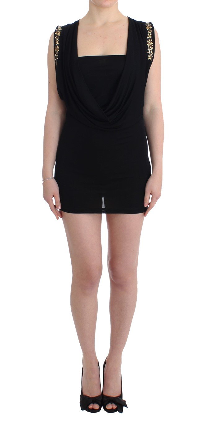 Roccobarocco Women's Embellished Jersey Mini Sheath Short Dress Black SIG11564 - IT44|L