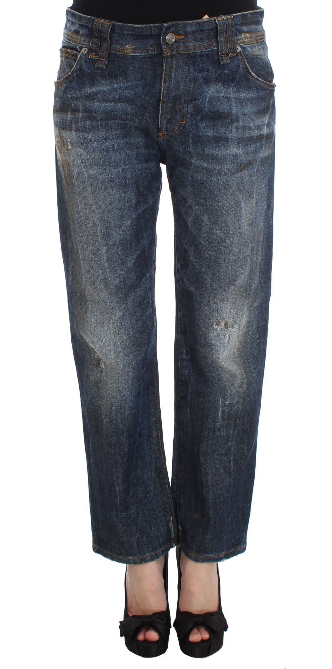 Dolce & Gabbana Women's Wash Cotton Boyfriend Fit Cropped Jeans Blue SIG30167 - W26