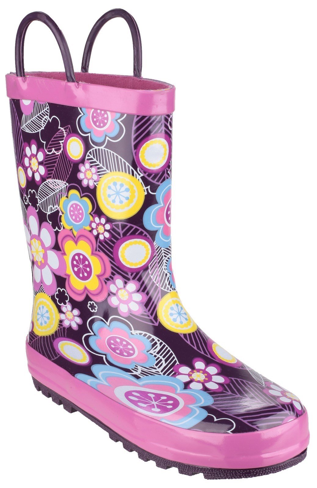 Cotswold Kids Puddle Waterproof Pull On Boot Multicolor 20962 - Flower 6
