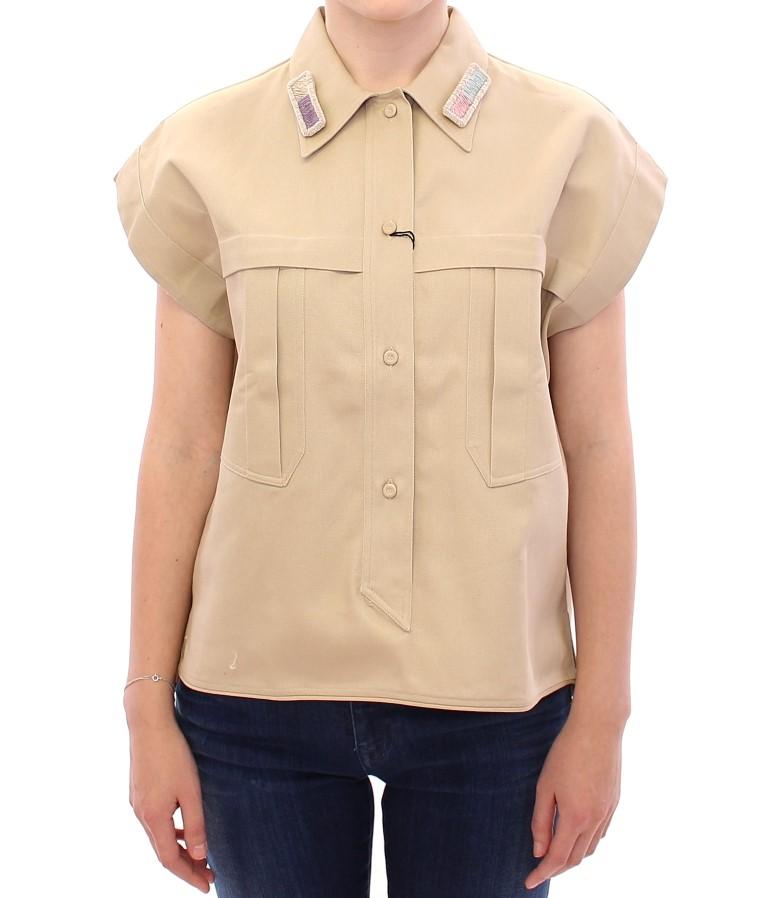 Andrea Incontri Women's Sleeveless Top Beige GSS10726 - IT40|S