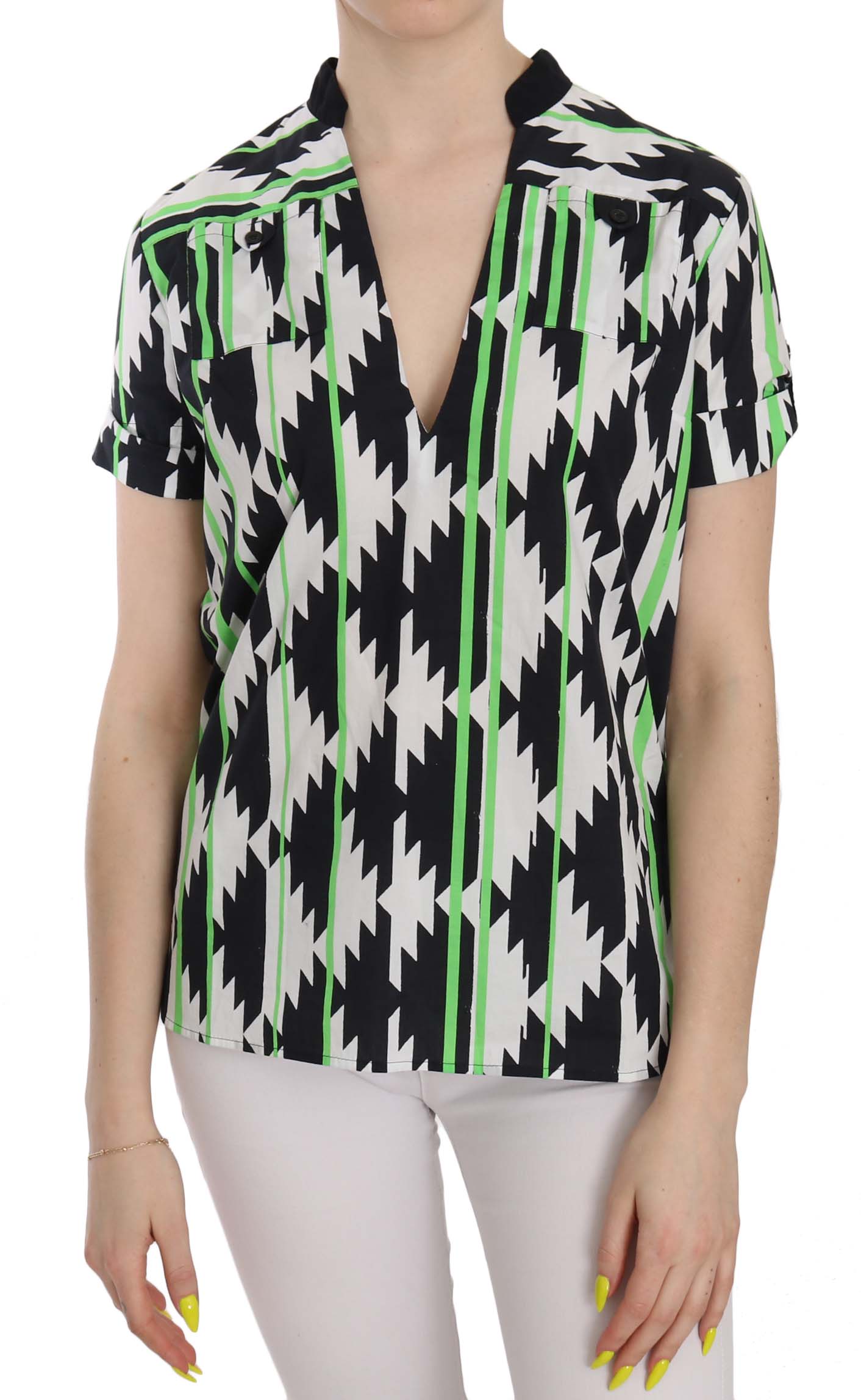 Costume National Women's Plunging Top Multicolor TSH3668 - IT40|S