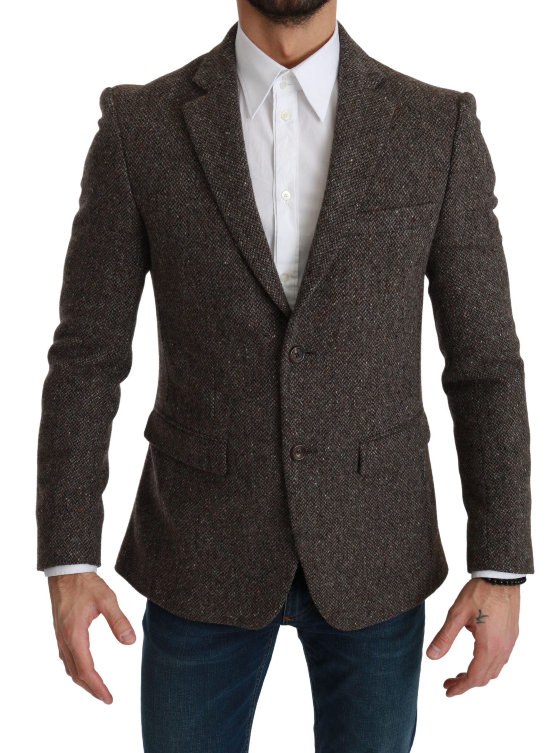 Dolce & Gabbana Men's Formal Coat Wool Blazer Brown KOS1783 - IT48 | M
