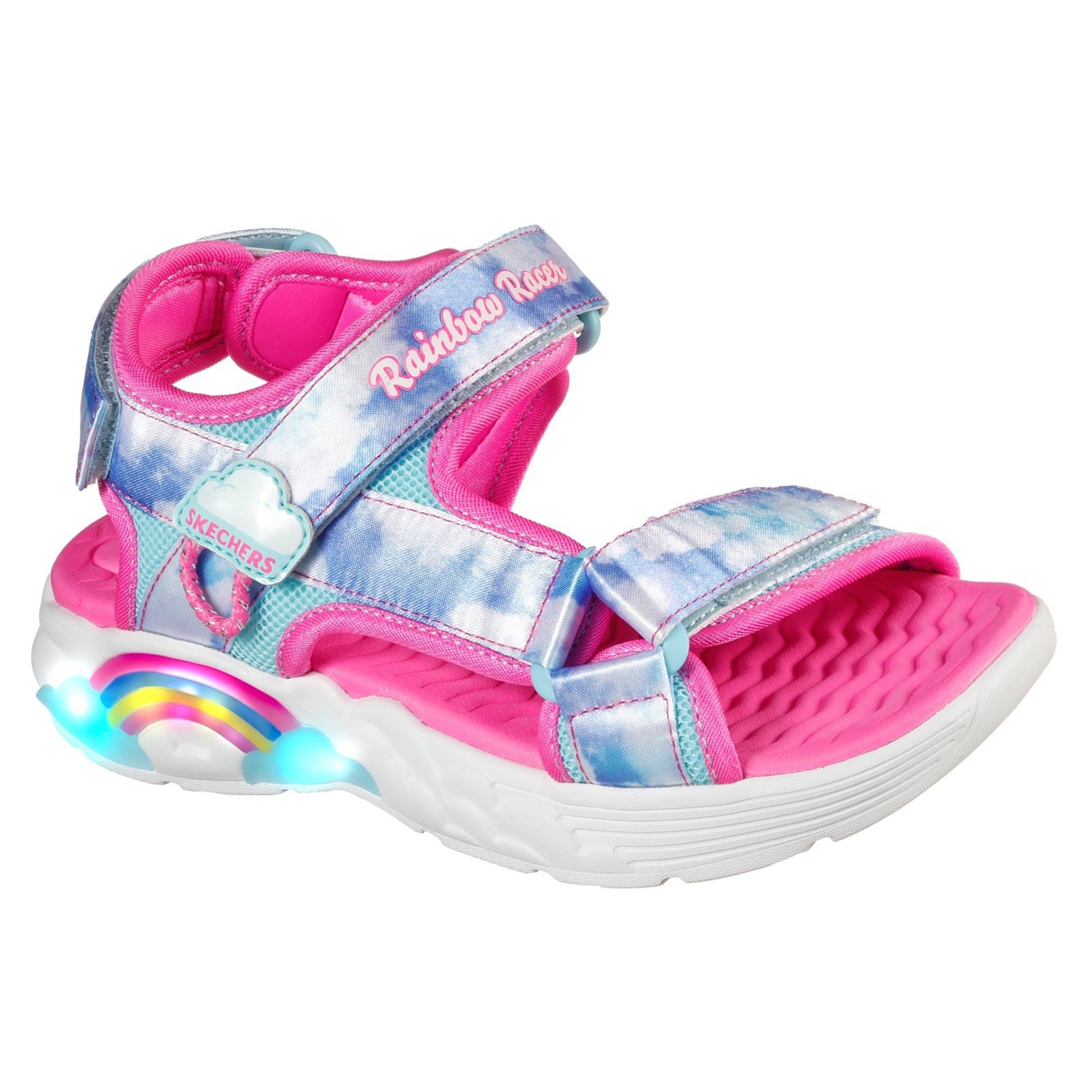 Skechers Unisex Rainbow Racer Summer Sky Beach Sandals Multicolor 32096 - Pink/Light Blue Pu 9