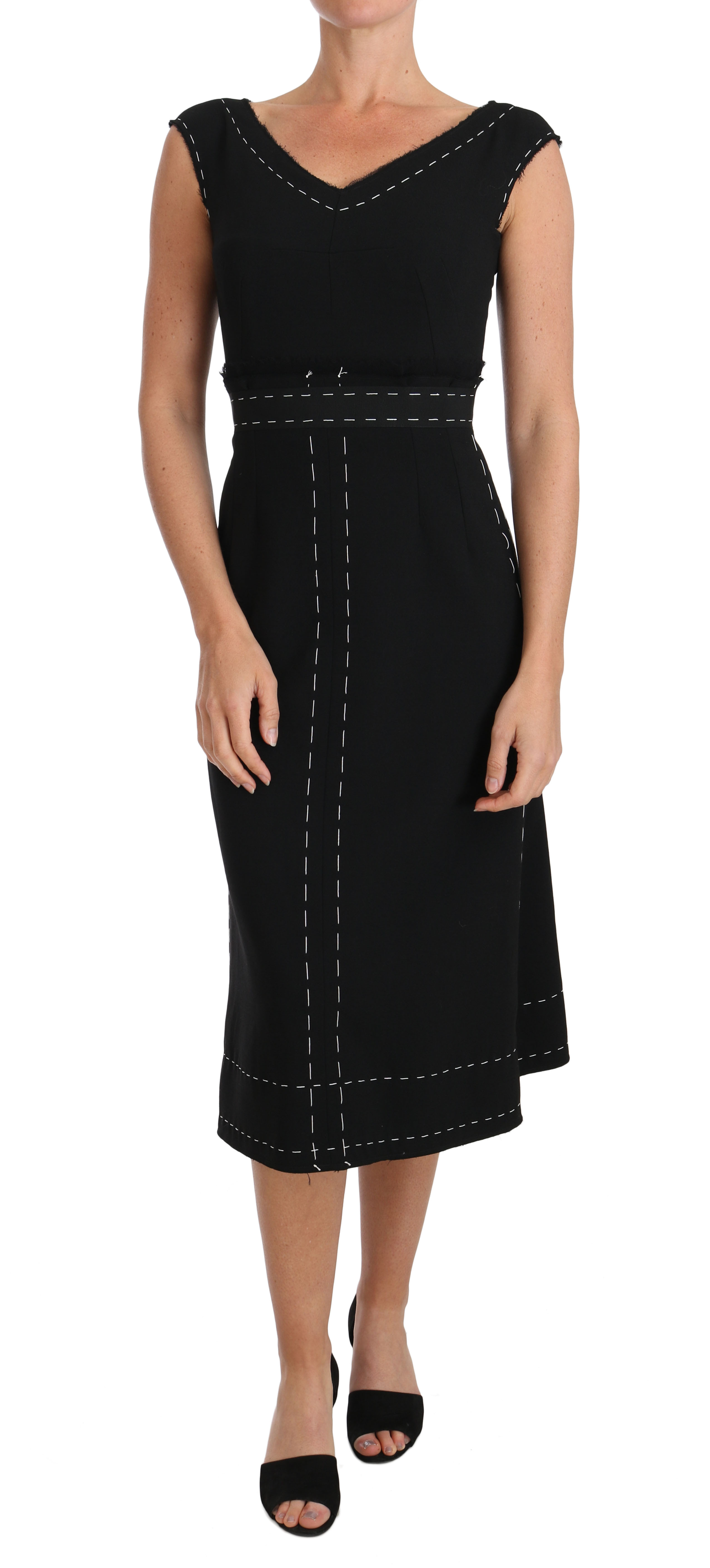 Dolce & Gabbana Women'sWool Stretch A-line Sheath Dress Black DR1478 - IT46 | L