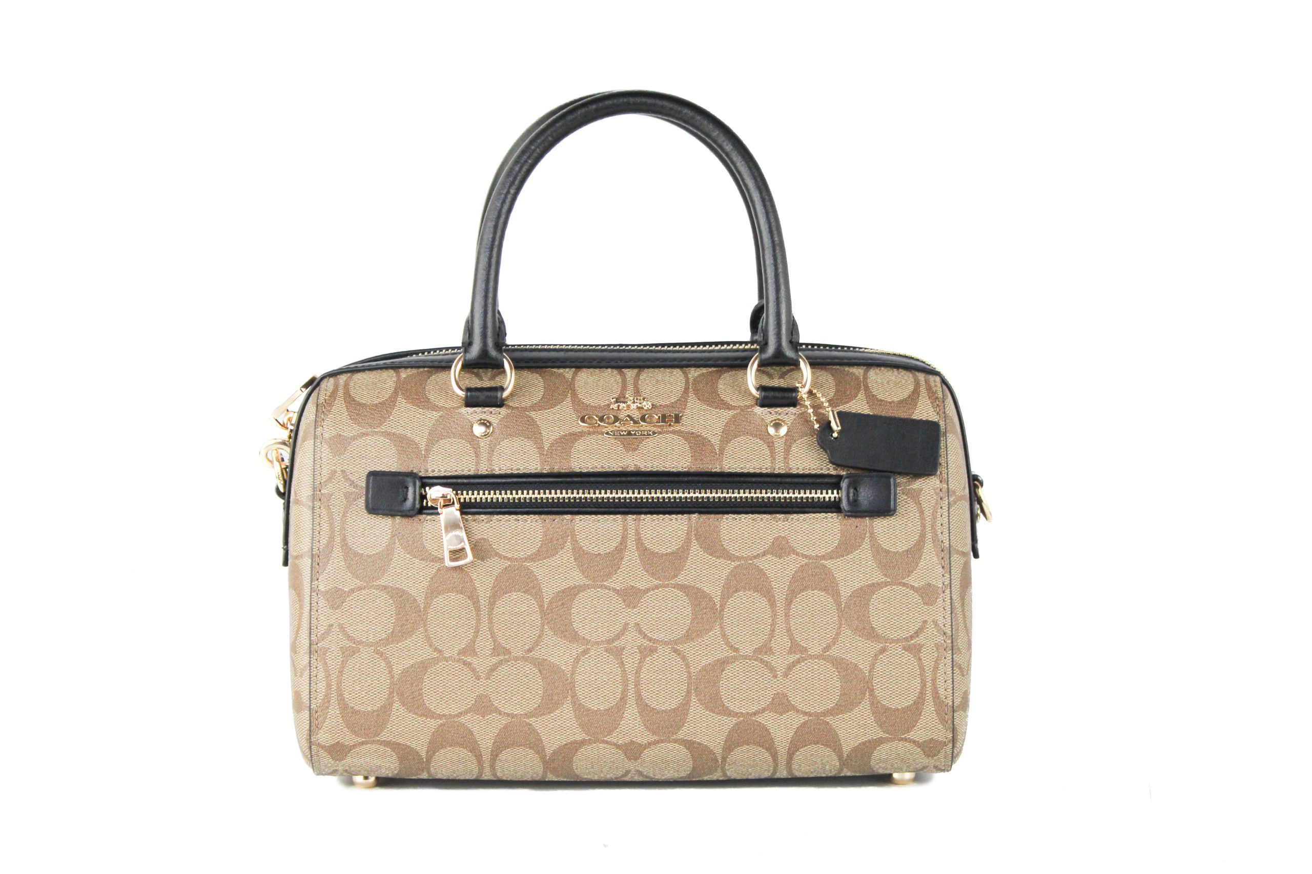 COACH Women's Rowan Medium Satchel Bag Khaki Black 505237