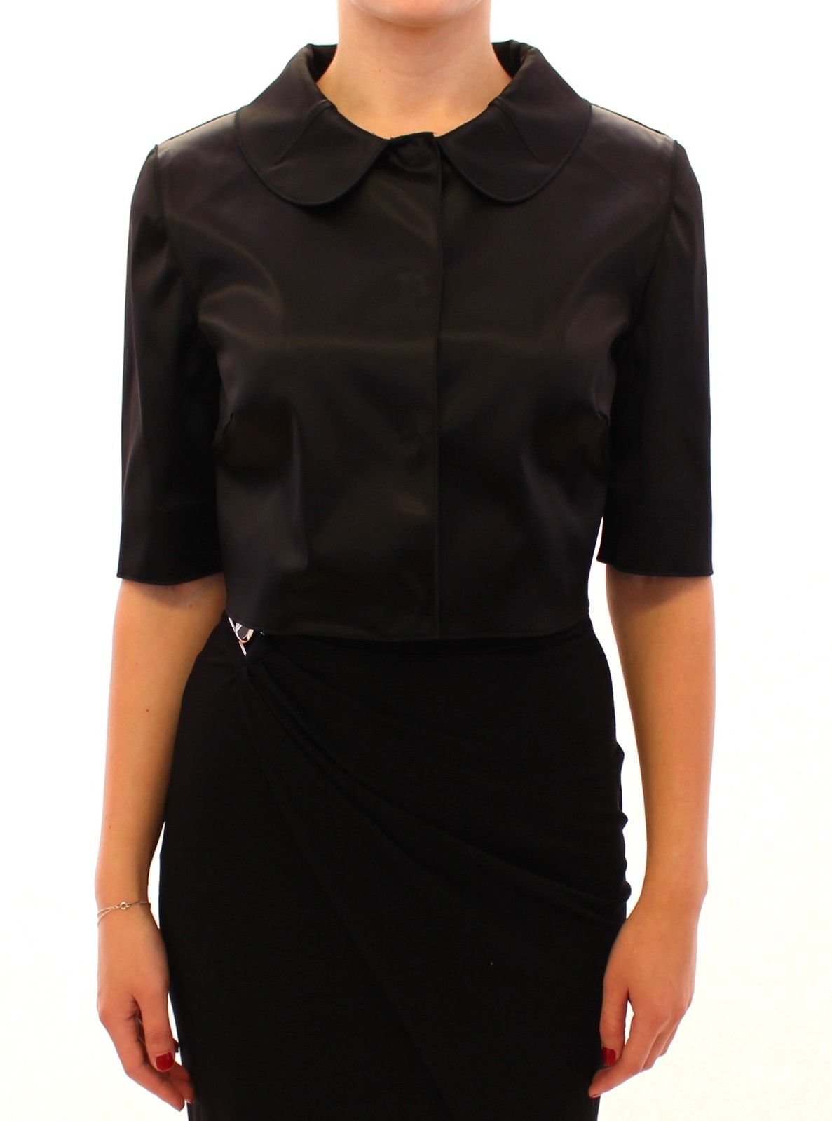 Dolce & Gabbana Women's Shiny Stretch Bolero Shrug Jacket Black GSS11368 - IT46|XL