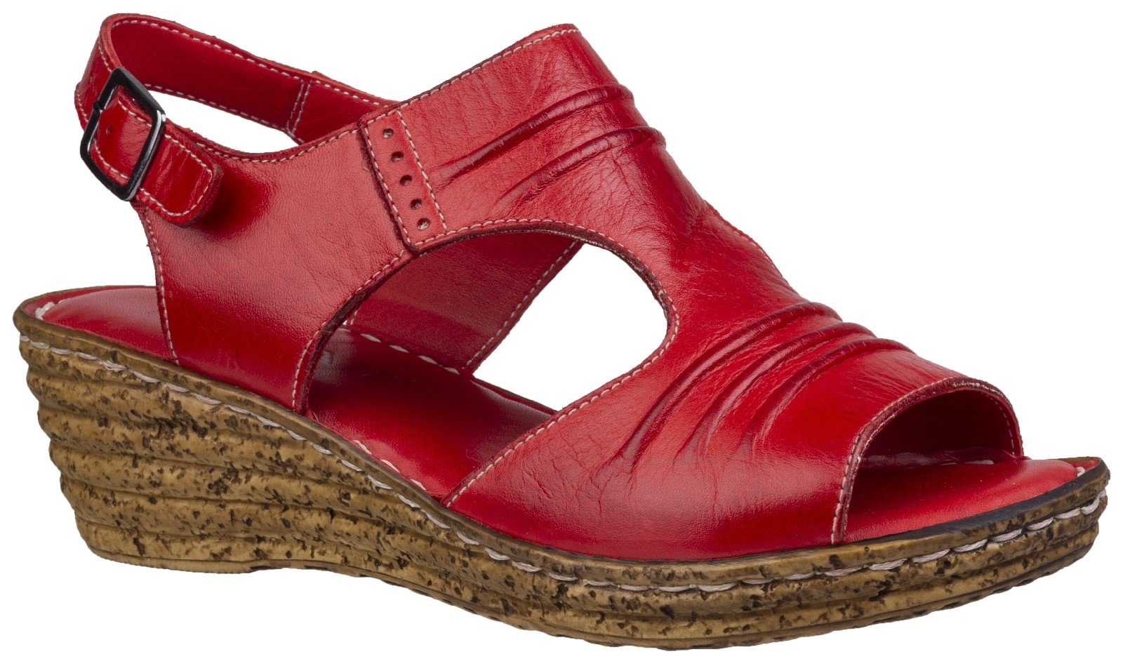 Fleet & Foster Women's Incence Pleated Leather Sandal Various Colours 28272 - Red 3