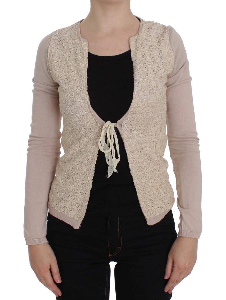 Pink Floral Lace Wrap Sweater - IT42|M