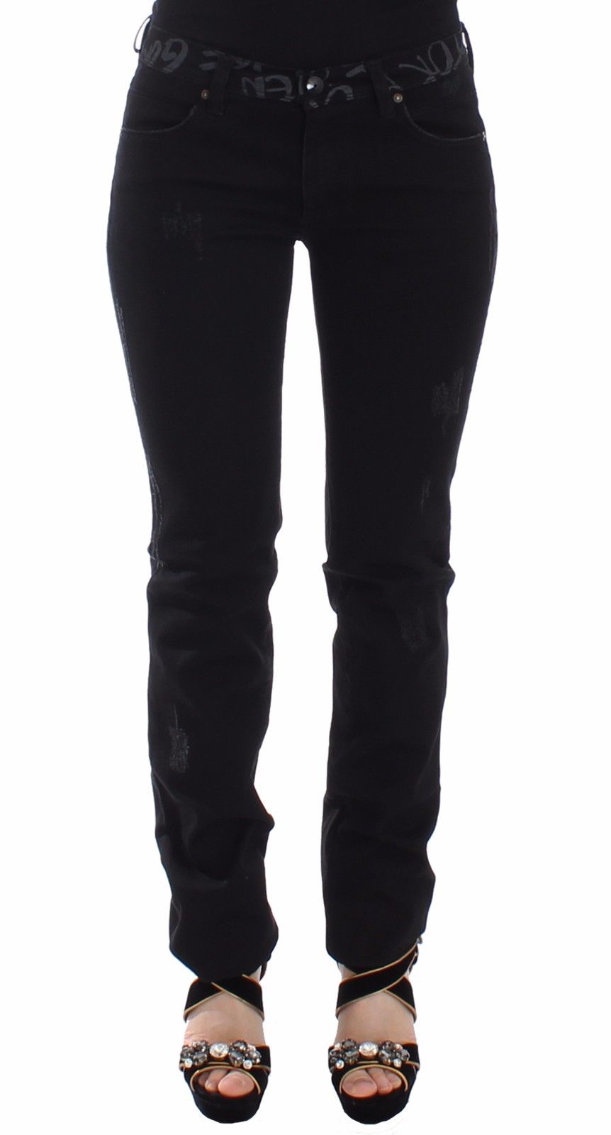 Ermanno Scervino Women's Slim Fit Jeans Black SIG12690 - IT40