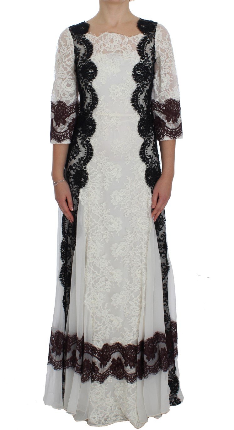 Dolce & Gabbana Women's Floral Lace Full Length Gown Dress White NOC10174 - IT38|XS
