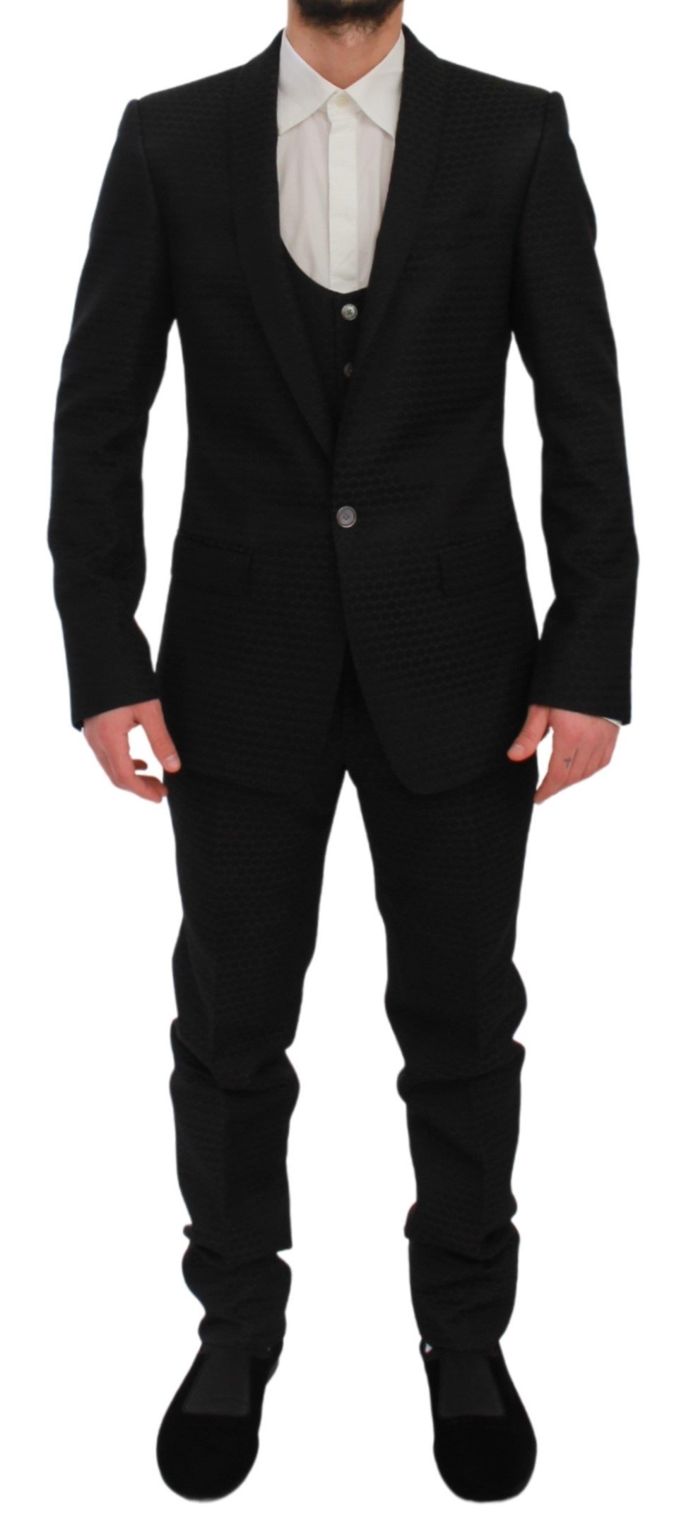 Dolce & Gabbana Men's Slim Fit 3 Piece Wool MARTINI Suit Black KOS1715 - IT44 | XS