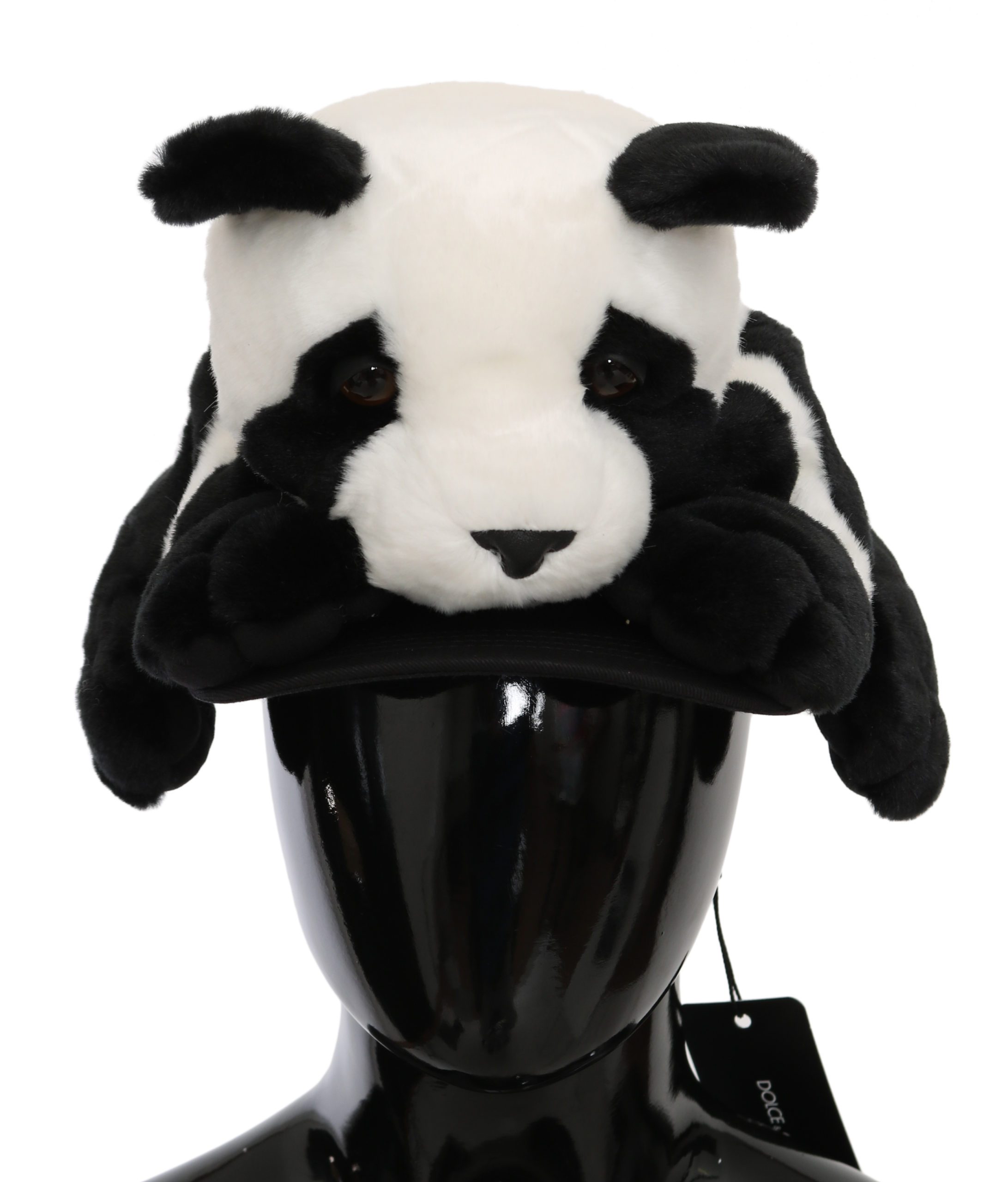Dolce & Gabbana Women's Panda Fur Baseball Cotton Hat Black HAT9086 - 57 cm|S