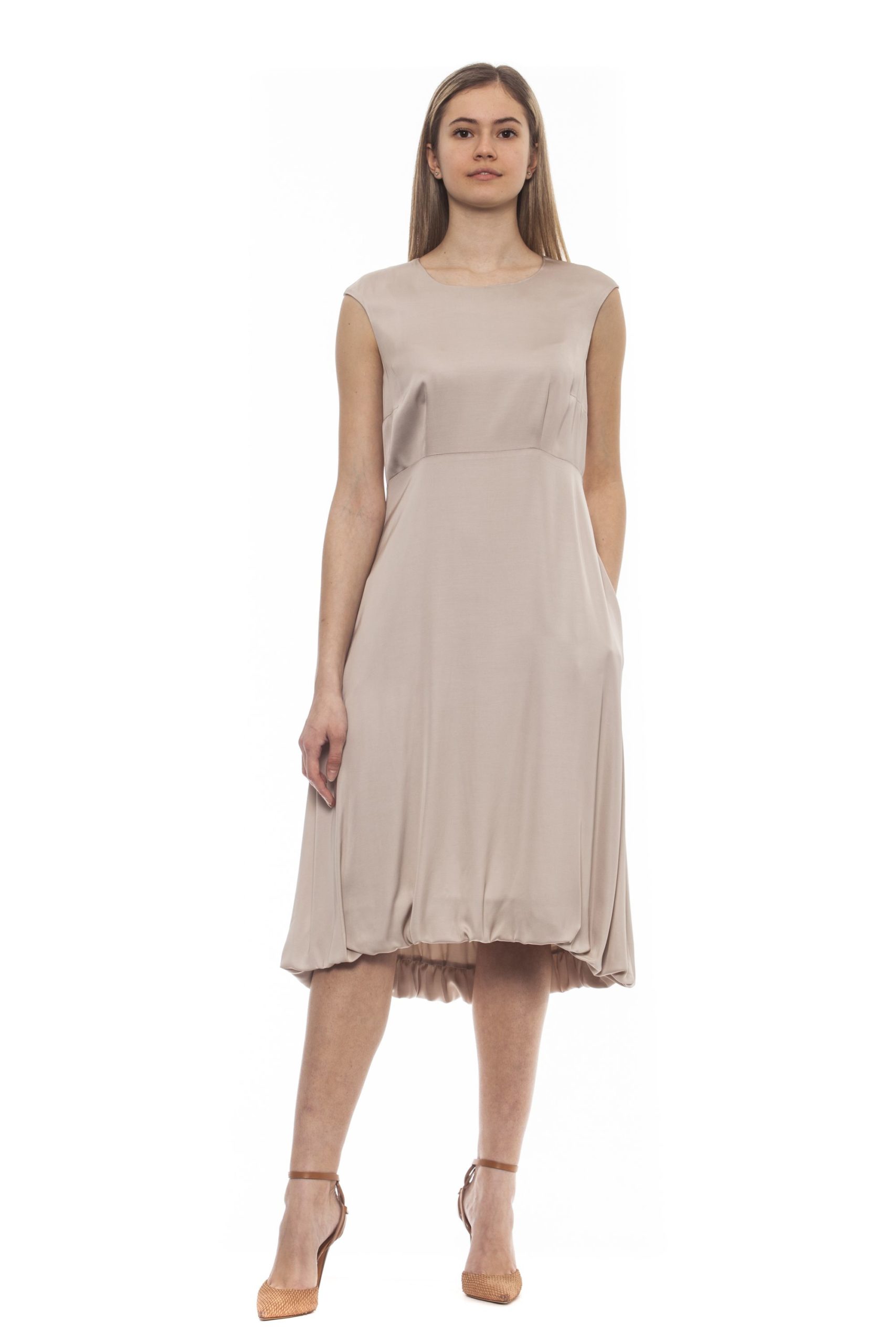 Peserico Women's Bianco Dress Beige PE1383230 - IT42 | S