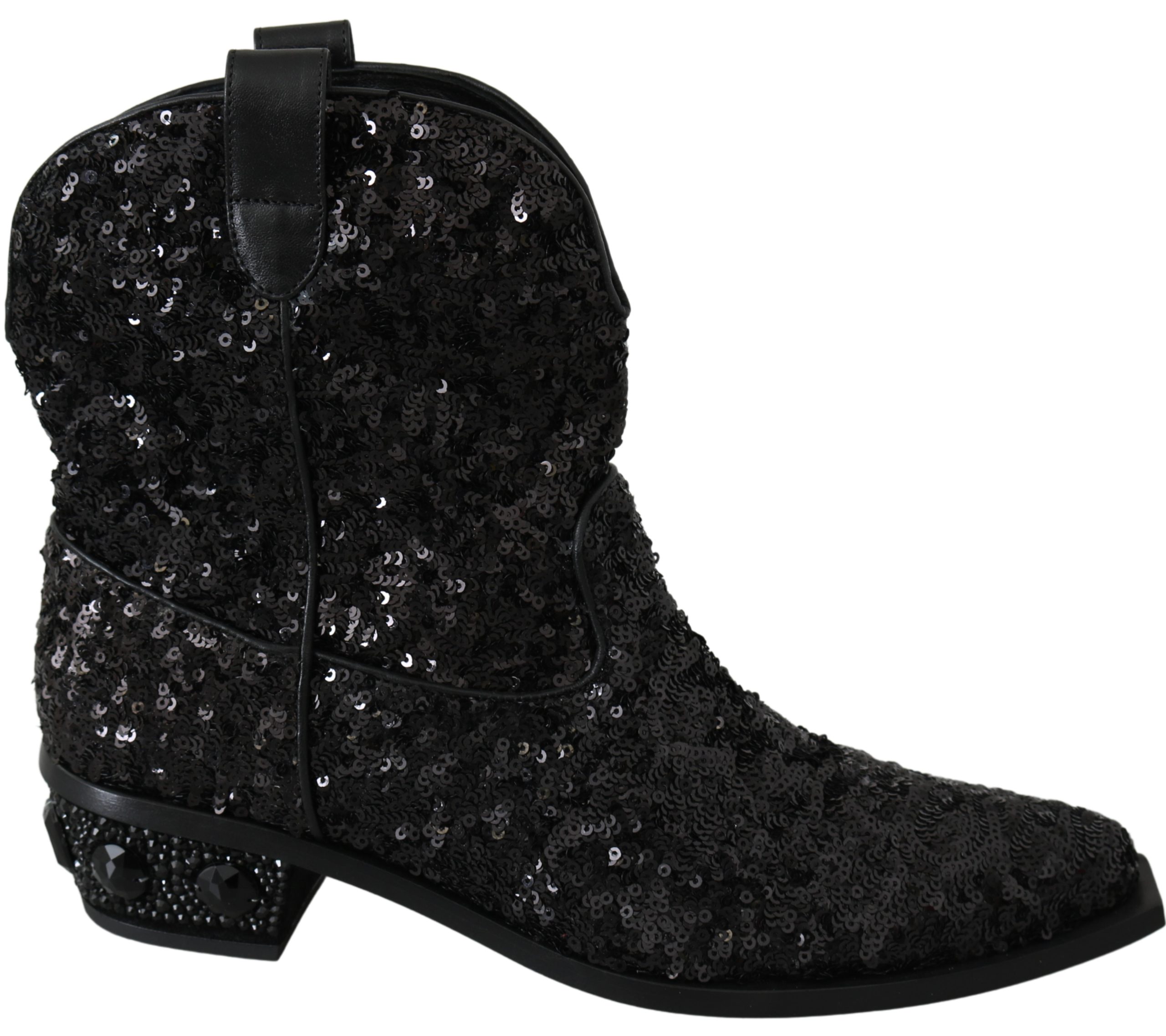 Black Sequined Boots Cowboy Shoes - EU37/US6.5