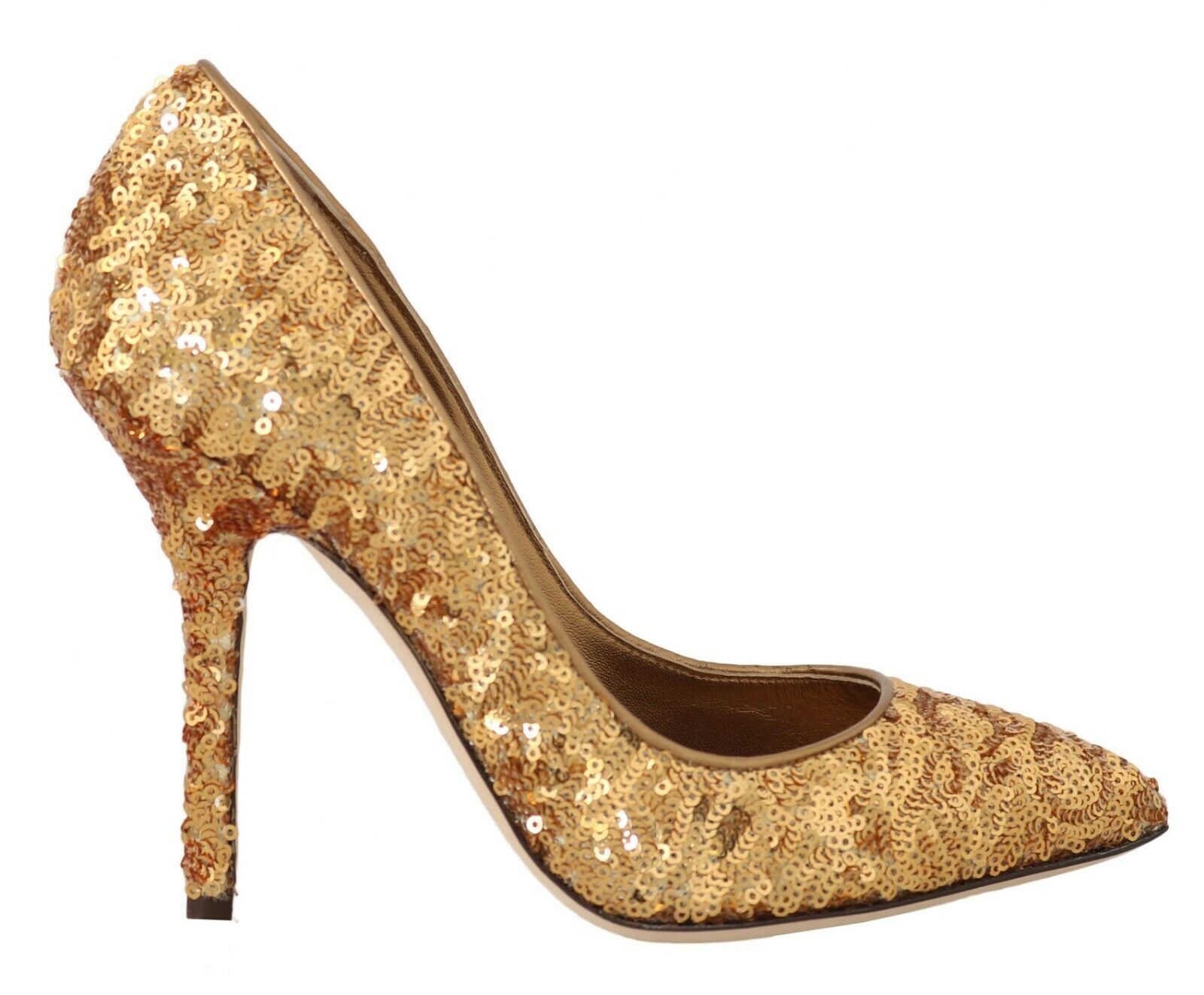 Dolce & Gabbana Women's Sequined Leather Heel Gold LA4469 - EU36/US5.5
