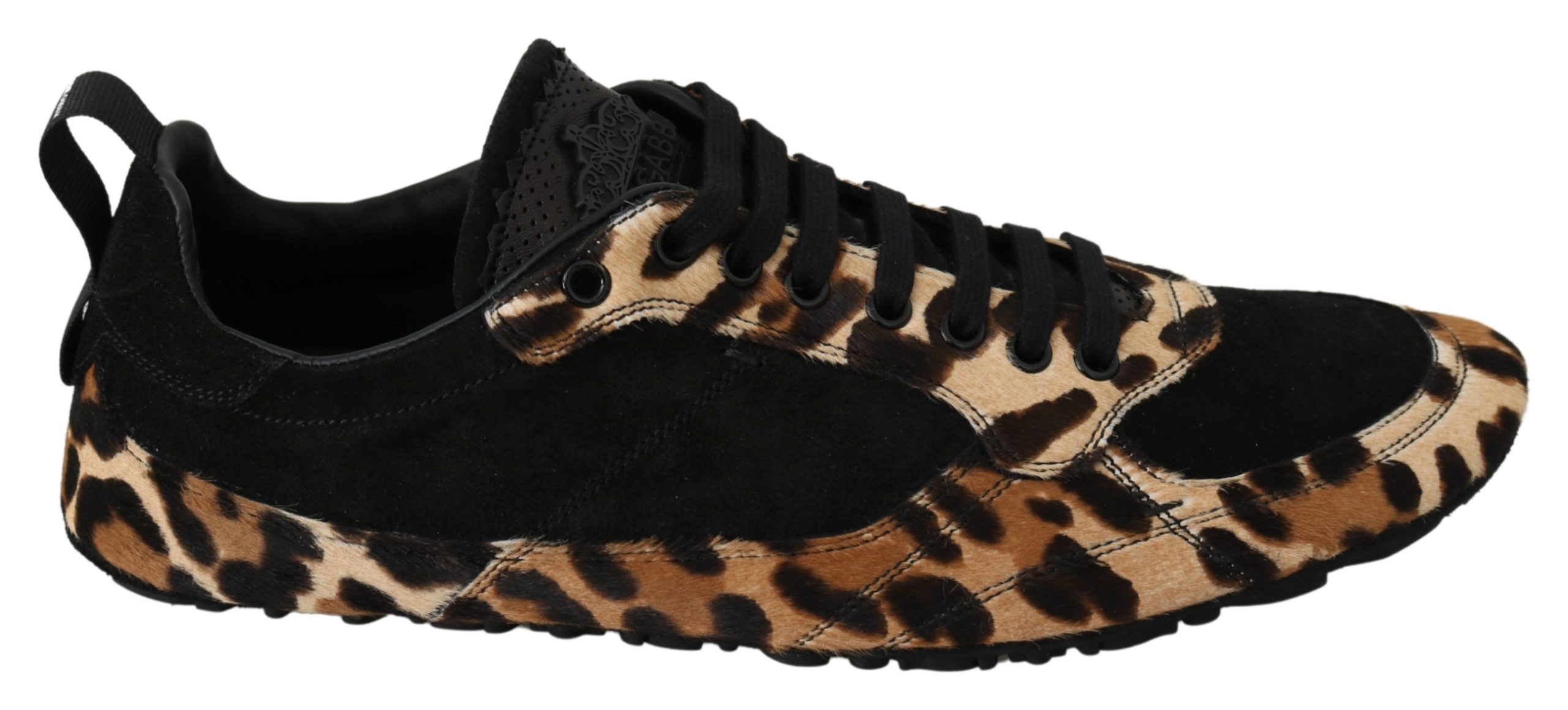 Dolce & Gabbana Men's Leather Leopard Trainer Black MV3042 - EU43/US10