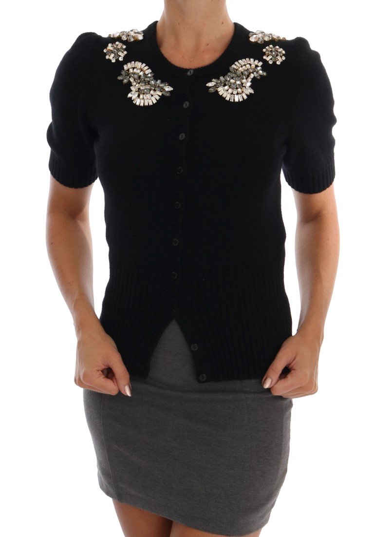 Dolce & Gabbana Women's Cashmere Crystal Cardigan Black TSH1222 - IT38|XS