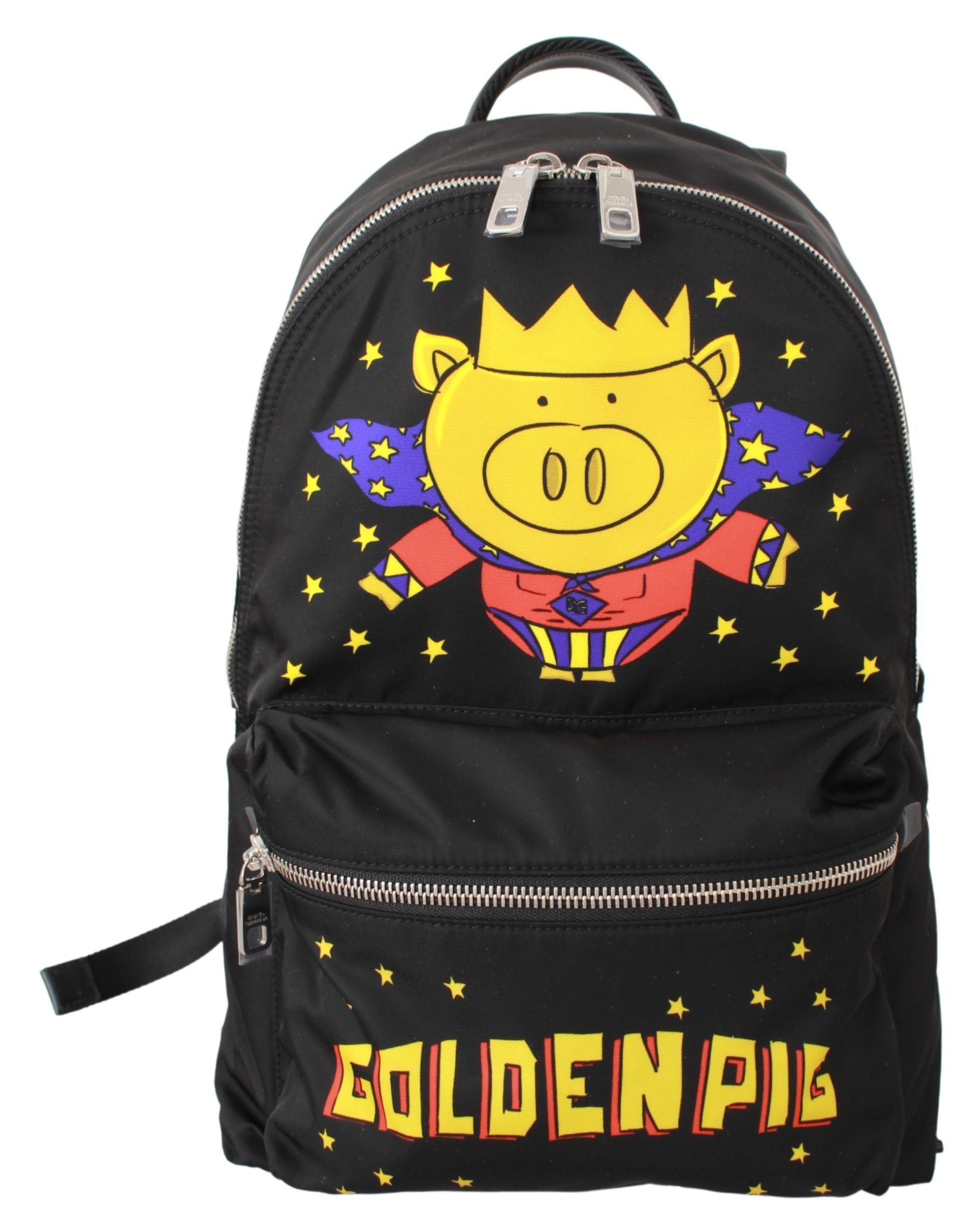 Dolce & Gabbana Men's Golden Pig of the Year School Backpack Black VAS9479
