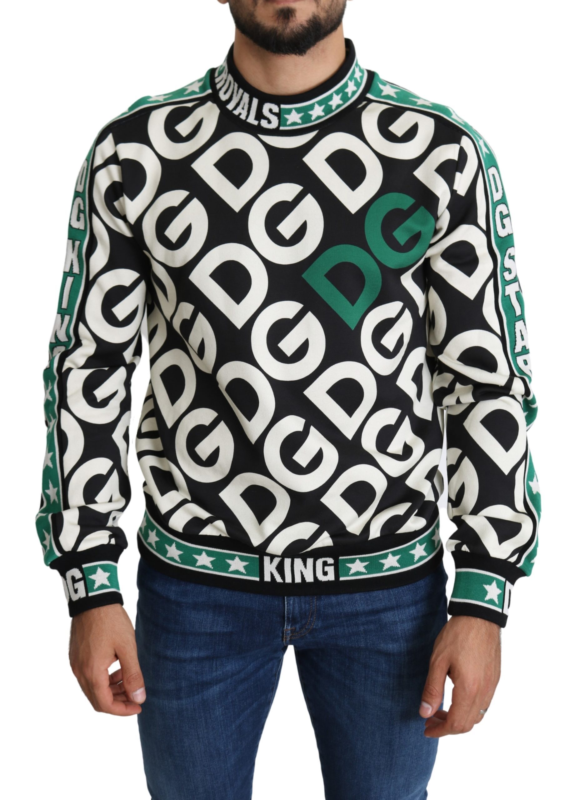 Black Green Logo Top Pullover Cotton DG Sweater - IT48 | M