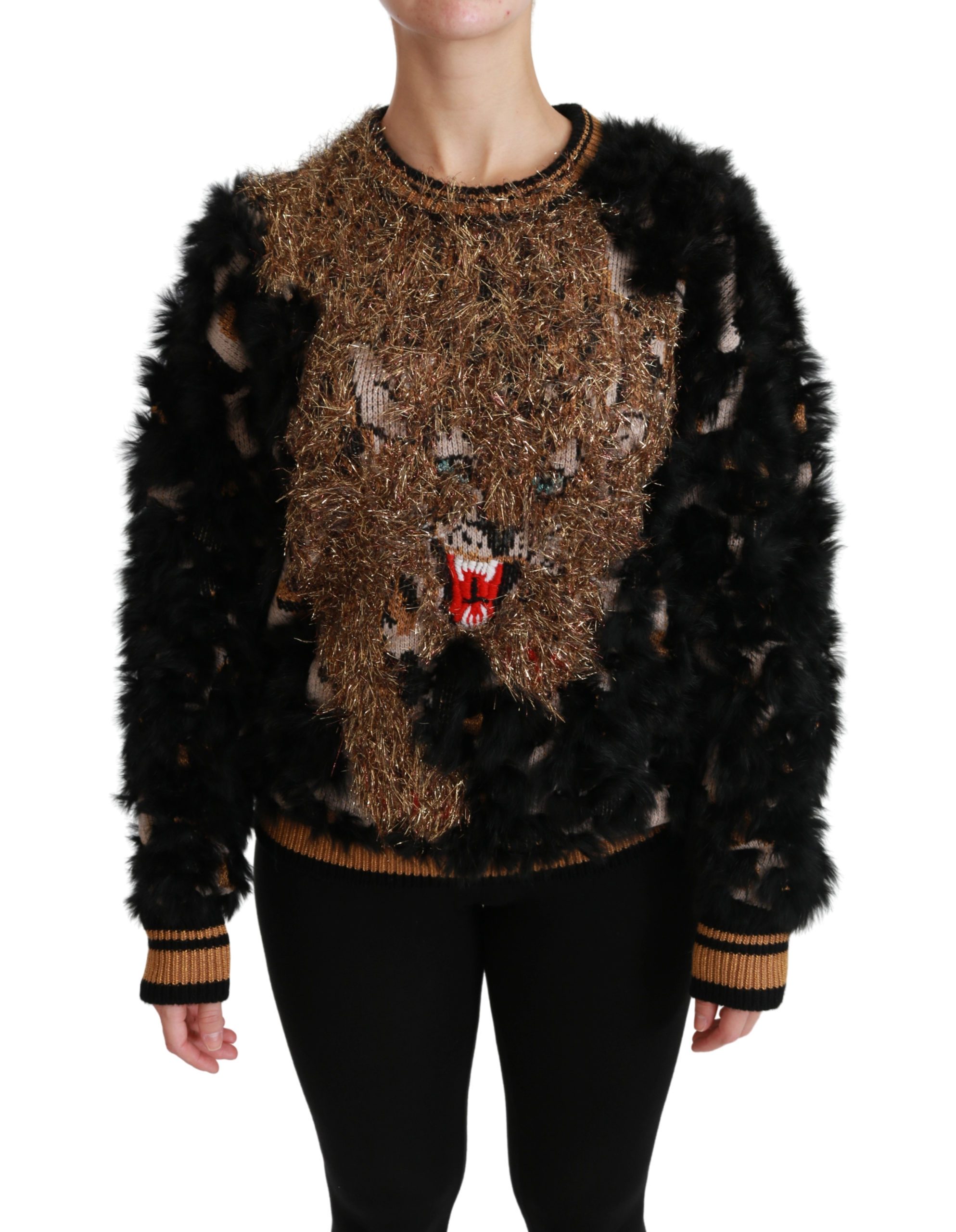 Black Rabbit Fur Pullover Wool Sweater - IT42|M