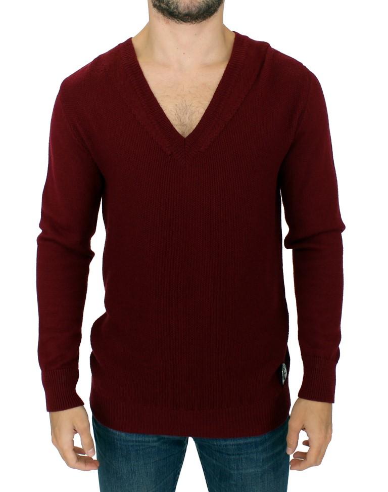 Karl Lagerfeld Men's V-Neck Sweater Bordeaux SIG10561 - XL