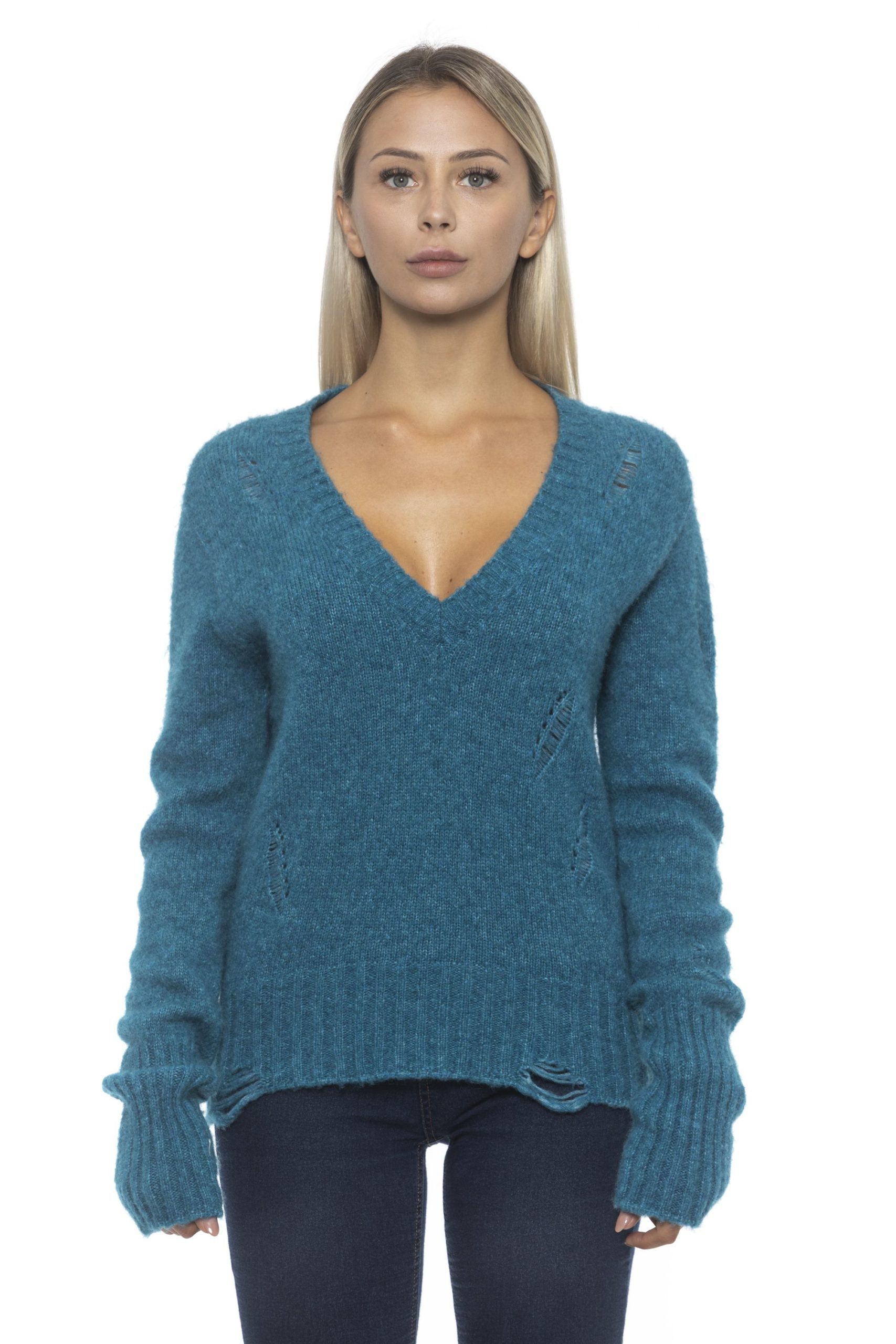 Alpha Studio Women's Blubaltico Sweater Teal AL1192433 - IT42 | S