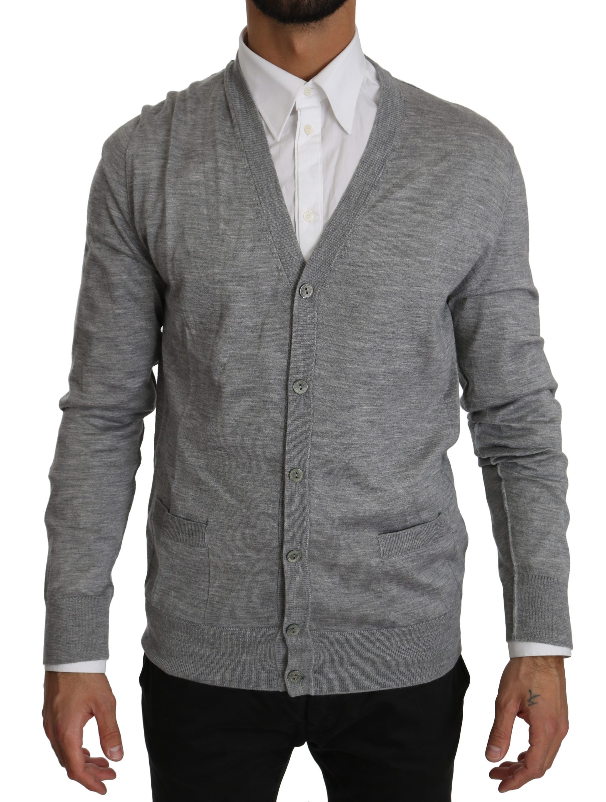 Dolce & Gabbana Men's Button Down Cashmere Cardigan Gray TSH4031 - IT50 | L