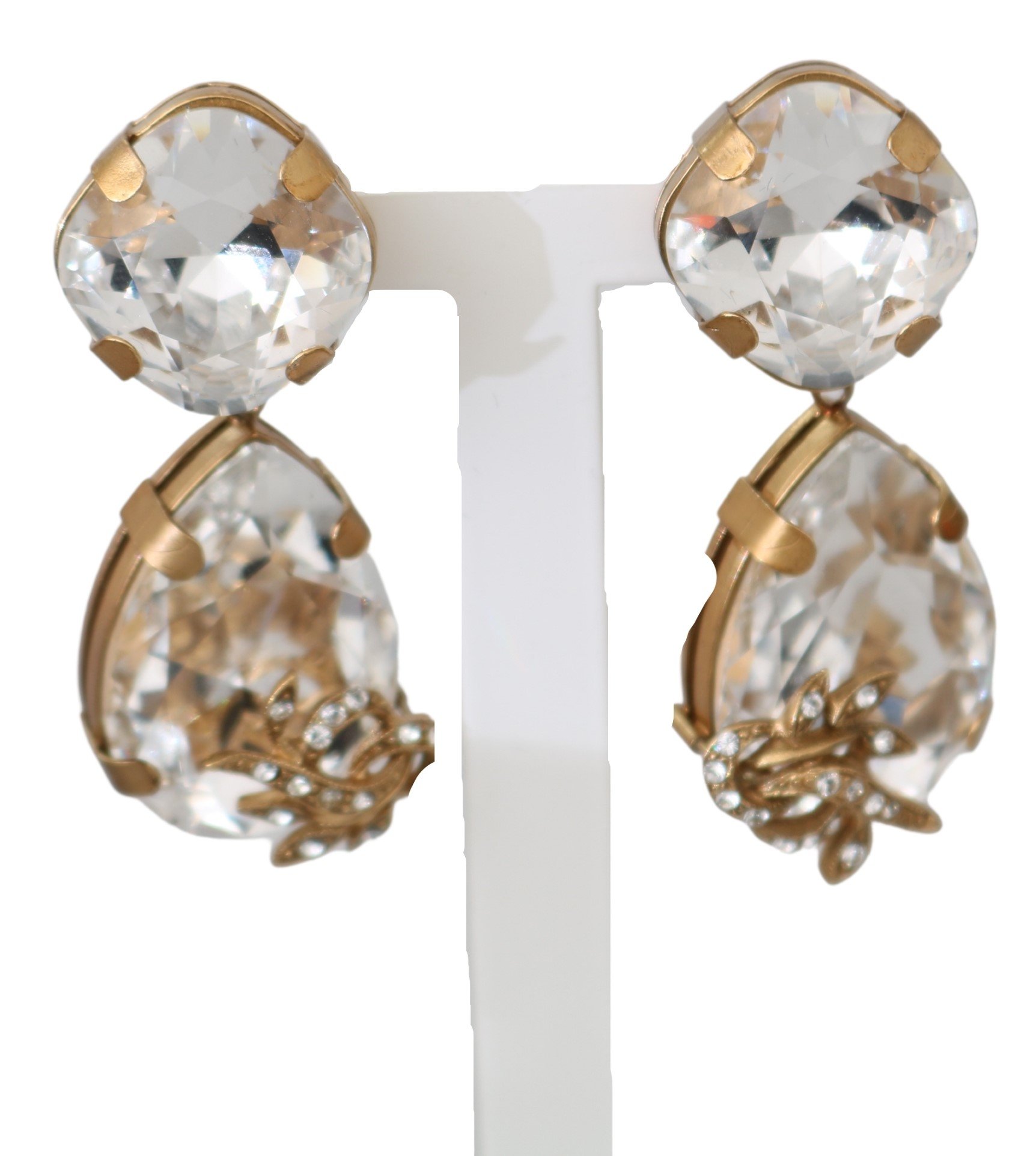 Dolce & Gabbana Women's Brass Floral Crystal Clip-On Earrings Gold SMY7159