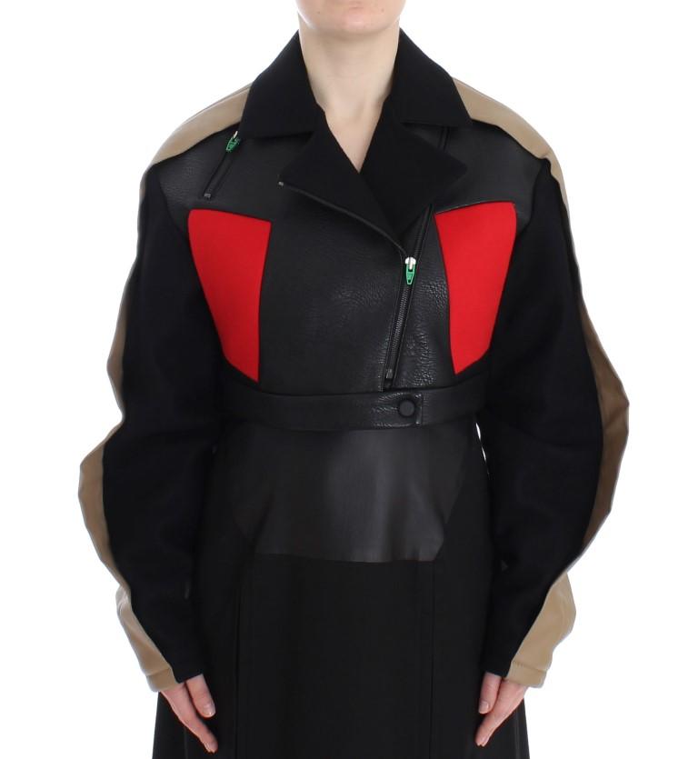 KAALE SUKTAE Women's Short Croped Biker Jacket Black SIG12605 - IT40|S