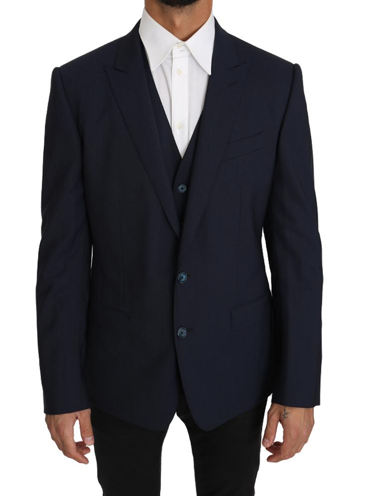 Dolce & Gabbana Men's Vest 2 Piece Wool MARTINI Blazer Blue KOS1220 - IT50 | L