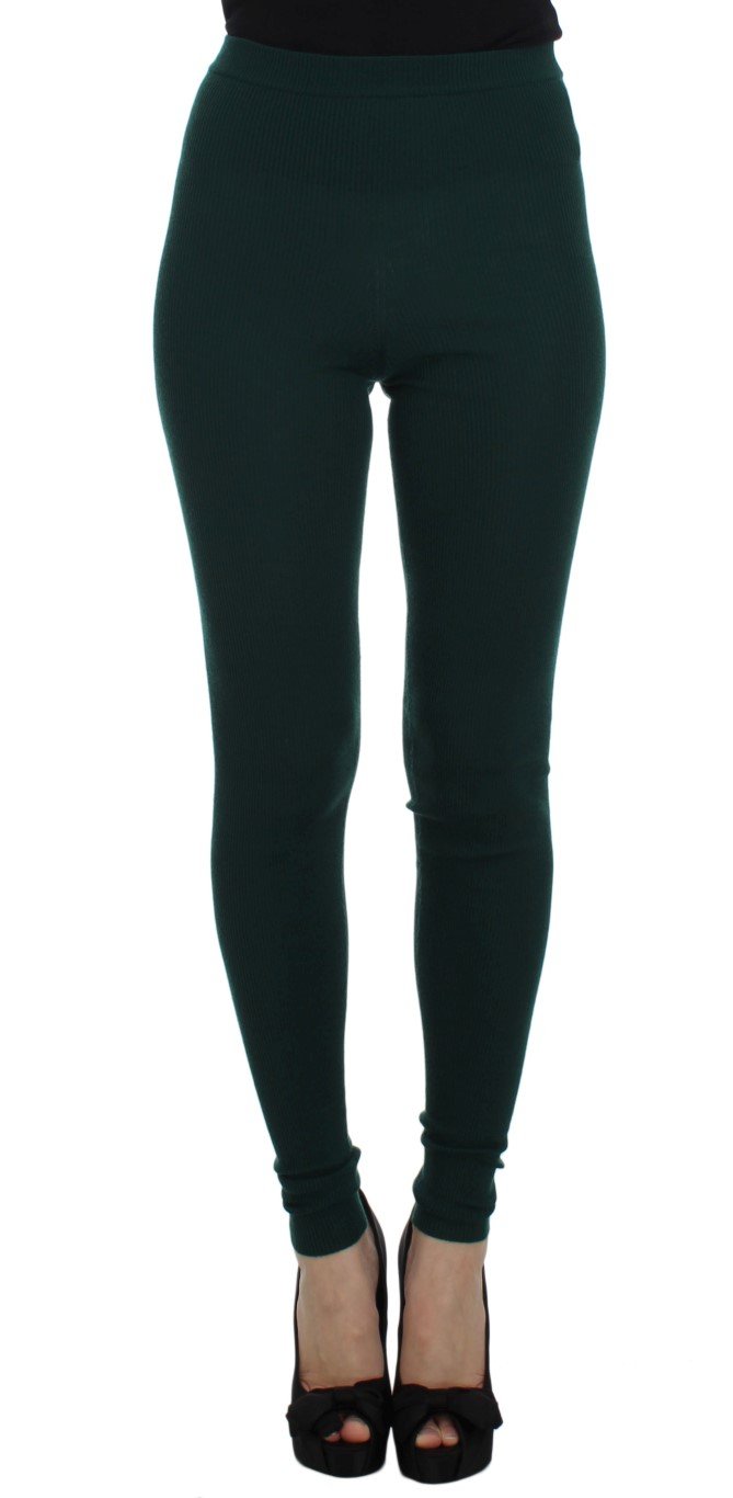 Dolce & Gabbana Women's Cashmere Stretch Tights Trouser Green SIG30807 - IT42|M