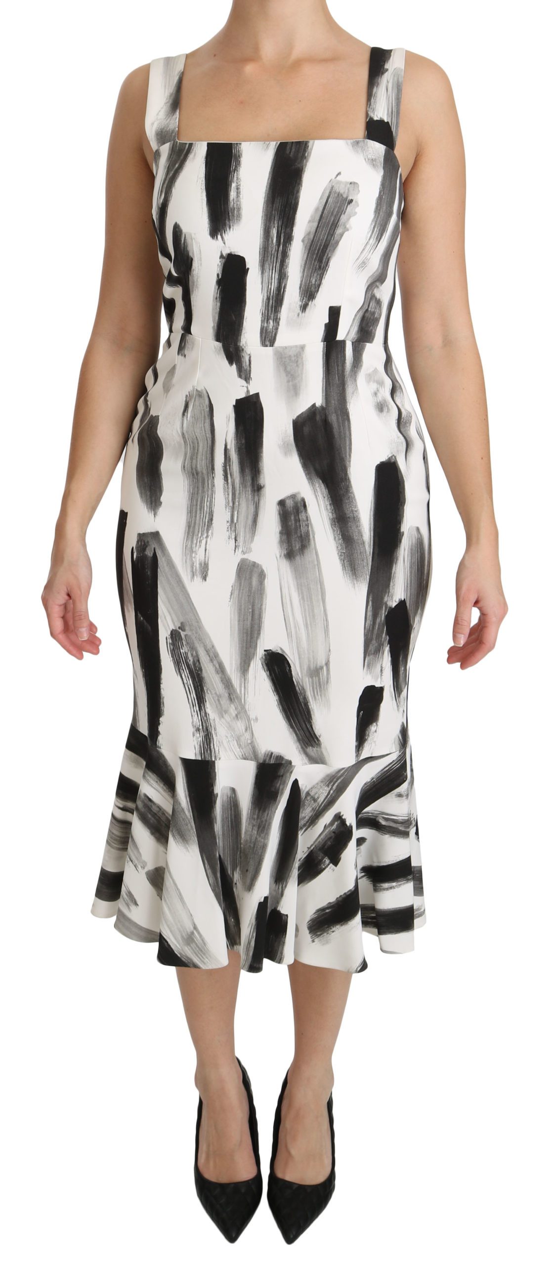 Dolce & Gabbana Women's Printed Sheath Midi Viscose Dress White DR2145 - IT42|M