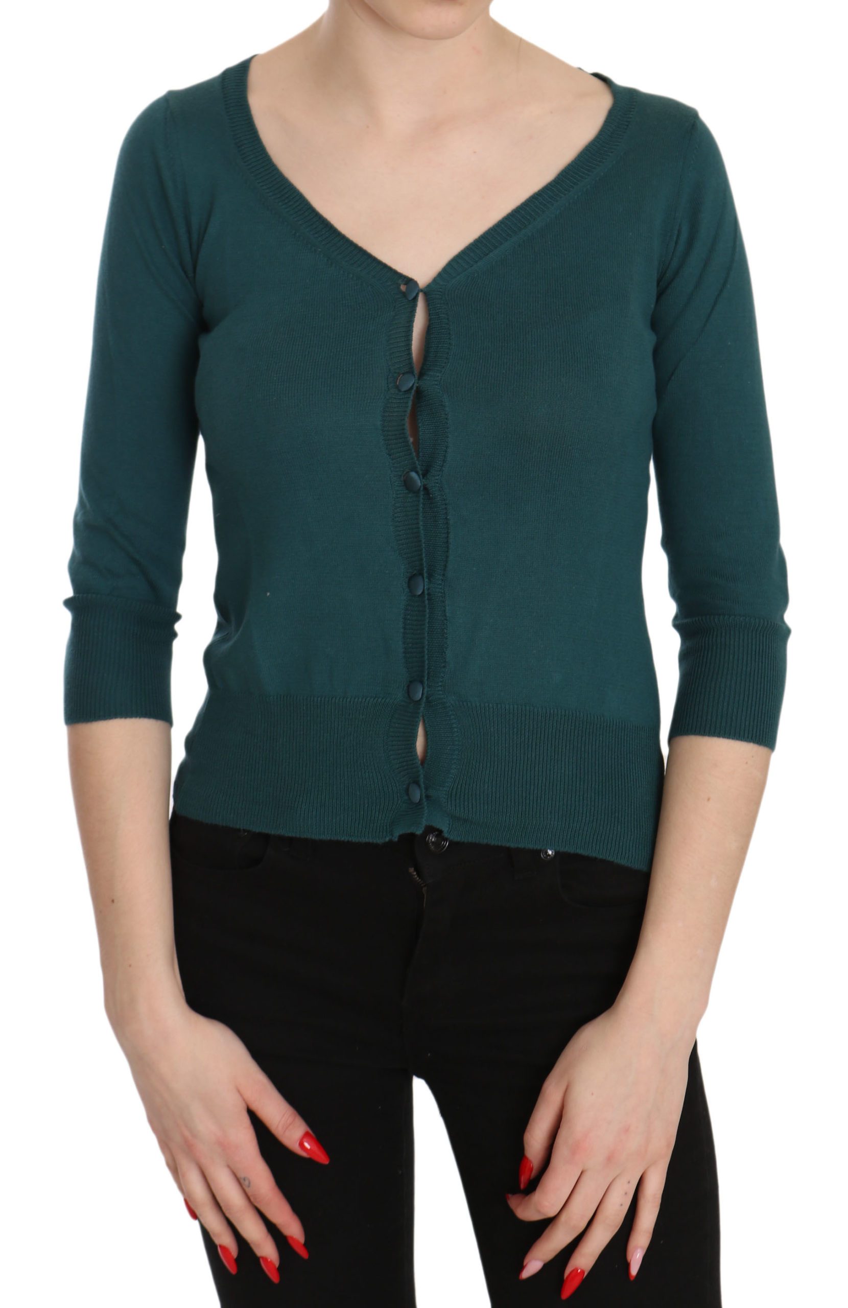 PINK MEMORIES Women's Cotton Sleeve Cardigan Top Blue TSH3459 - IT38|XS