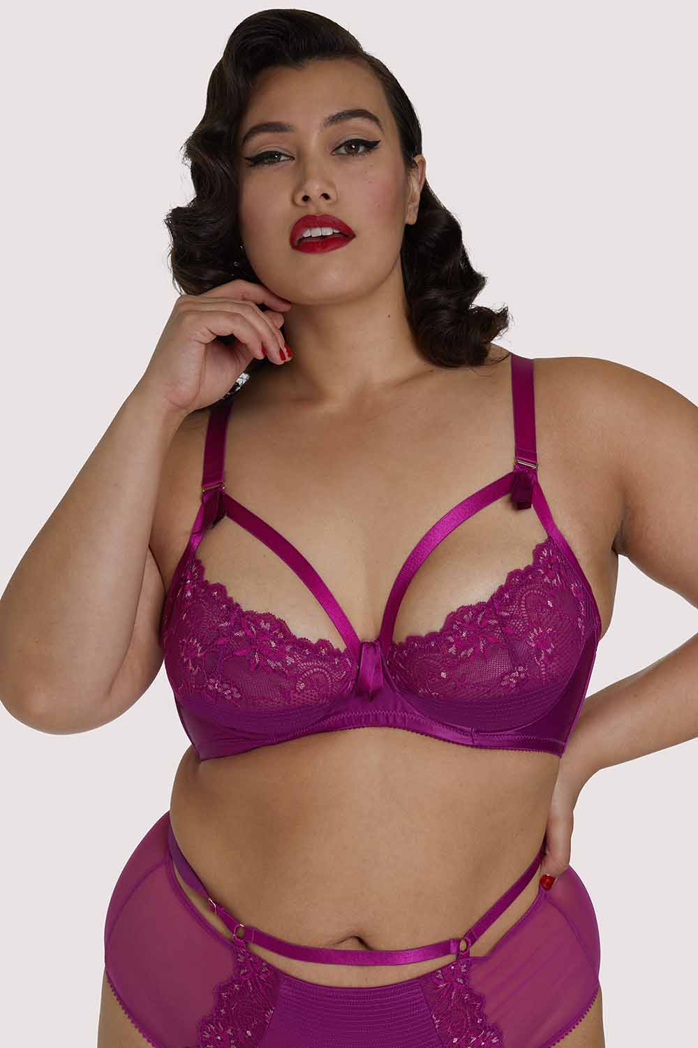 Dita Von Teese Madame X Magenta Plunge Curve Bra 42G