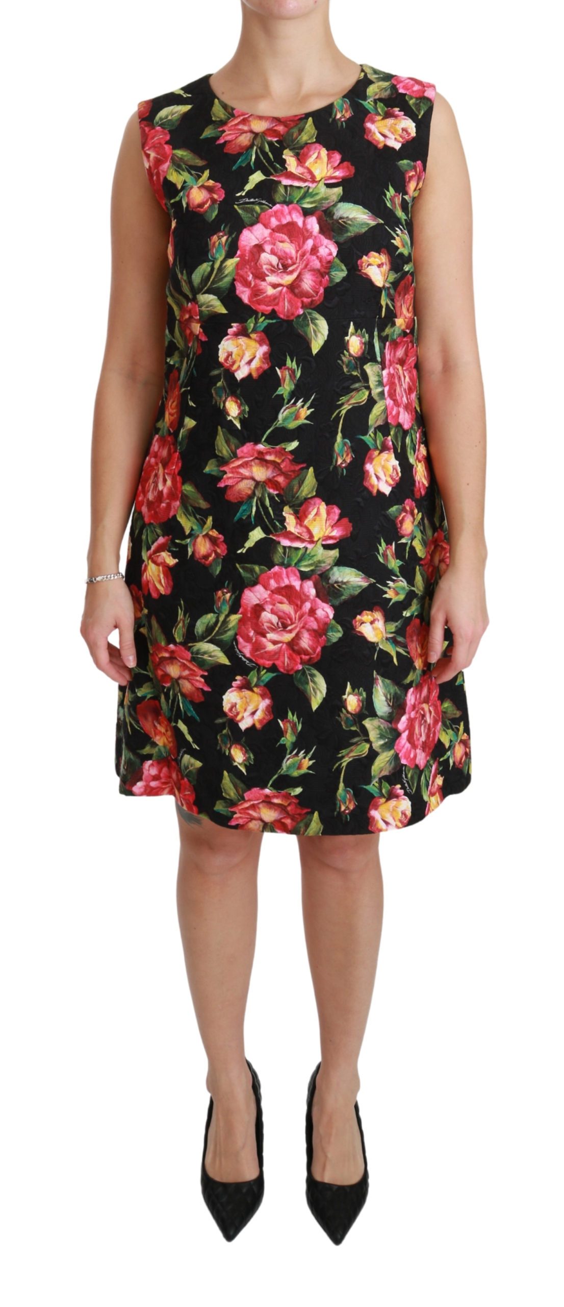 Dolce & Gabbana Women's Floral Shift A-line Mini Dress Black DR2473 - IT44|L
