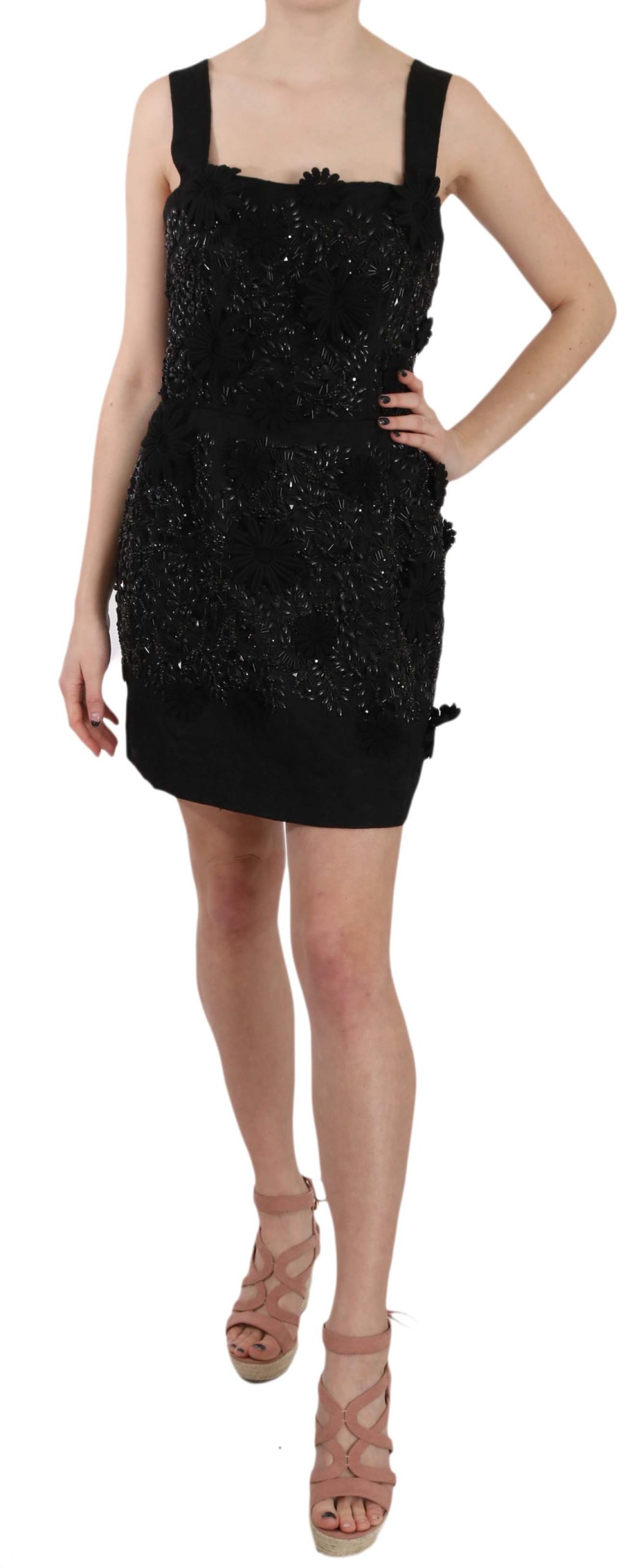 Dolce & Gabbana Women's Floral Crystal Brocade Shift Dress Black GSD12633 - IT40|S