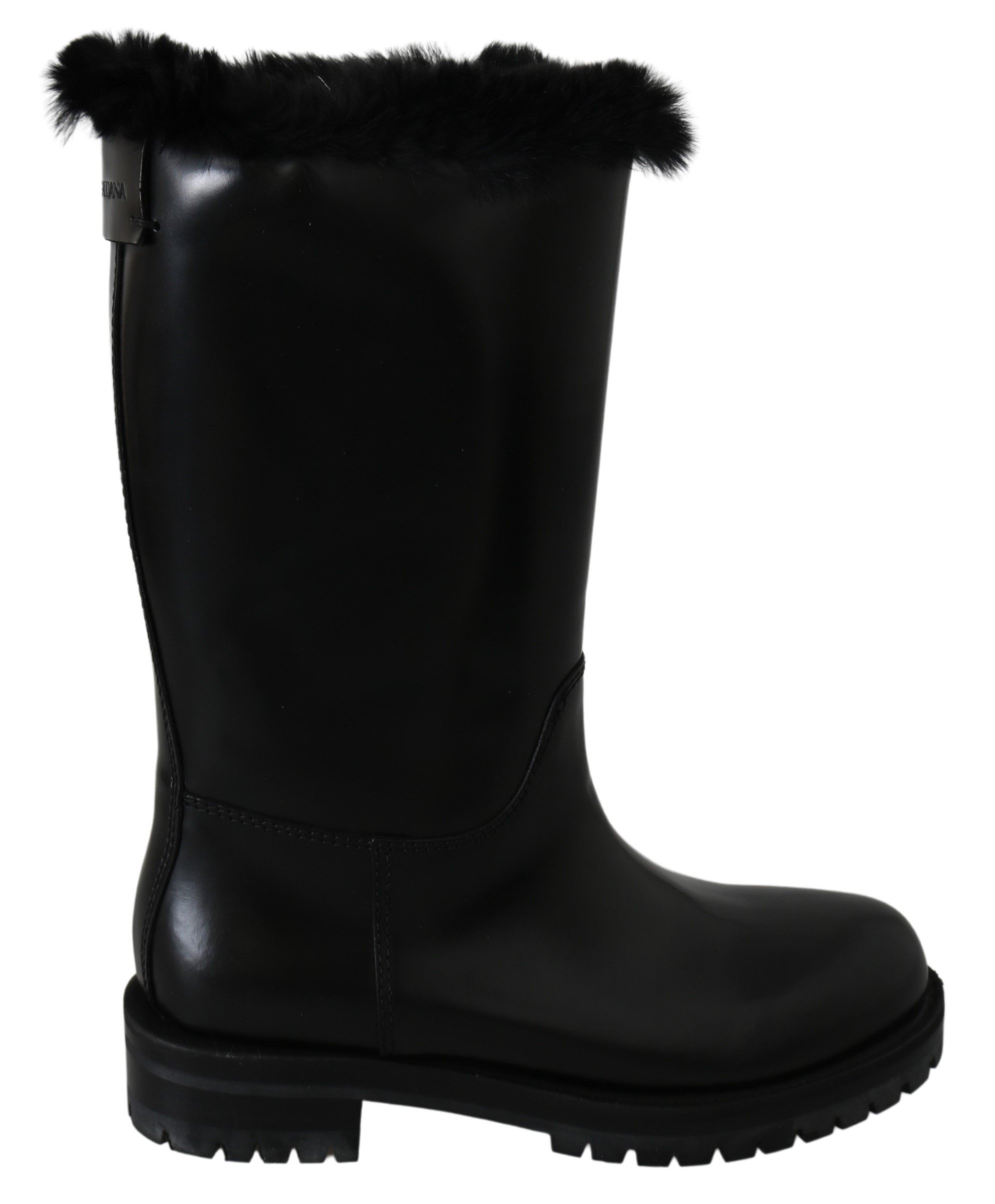 Black Leather Shearling Booties - EU38.5/US8
