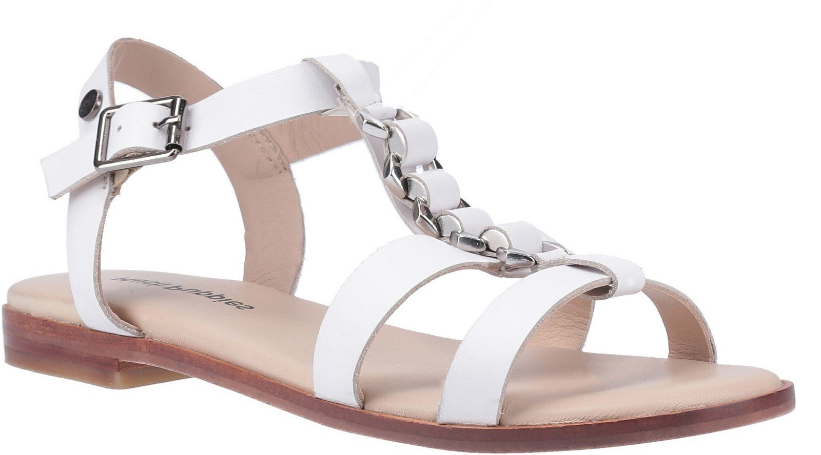 Hush Puppies Women's Lucia T-Bar Buckle Sandal Various Colours 30233 - White 3