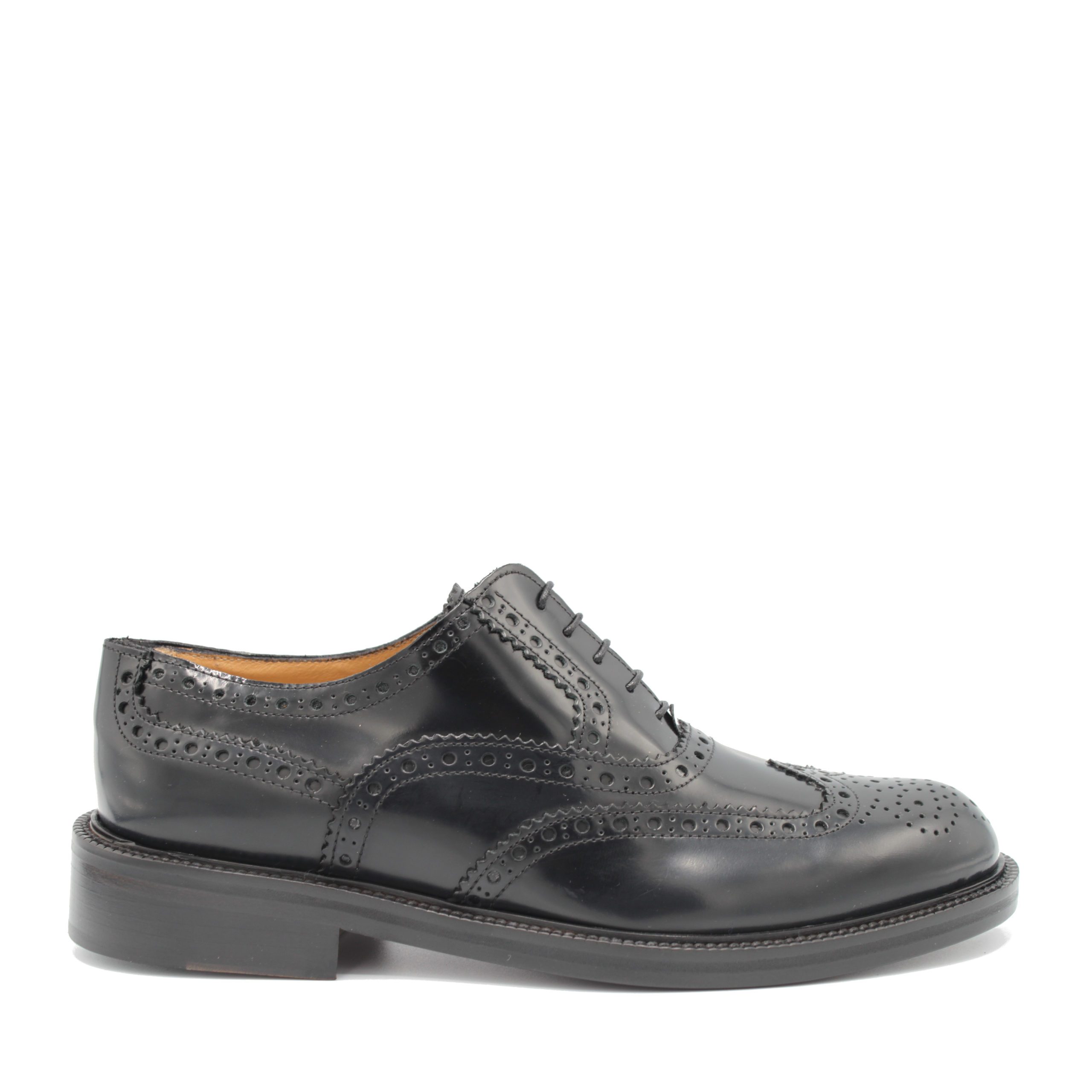 Saxone of Scotland Men's Spazzolato Leather Laced Brogue Shoe Black 080_Black - EU39.5/US6.5