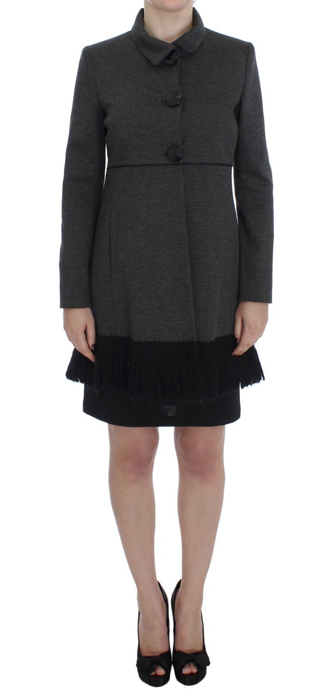 BENCIVENGA Women's Wool Button Collar Coat Gray SIG30871 - IT44|L