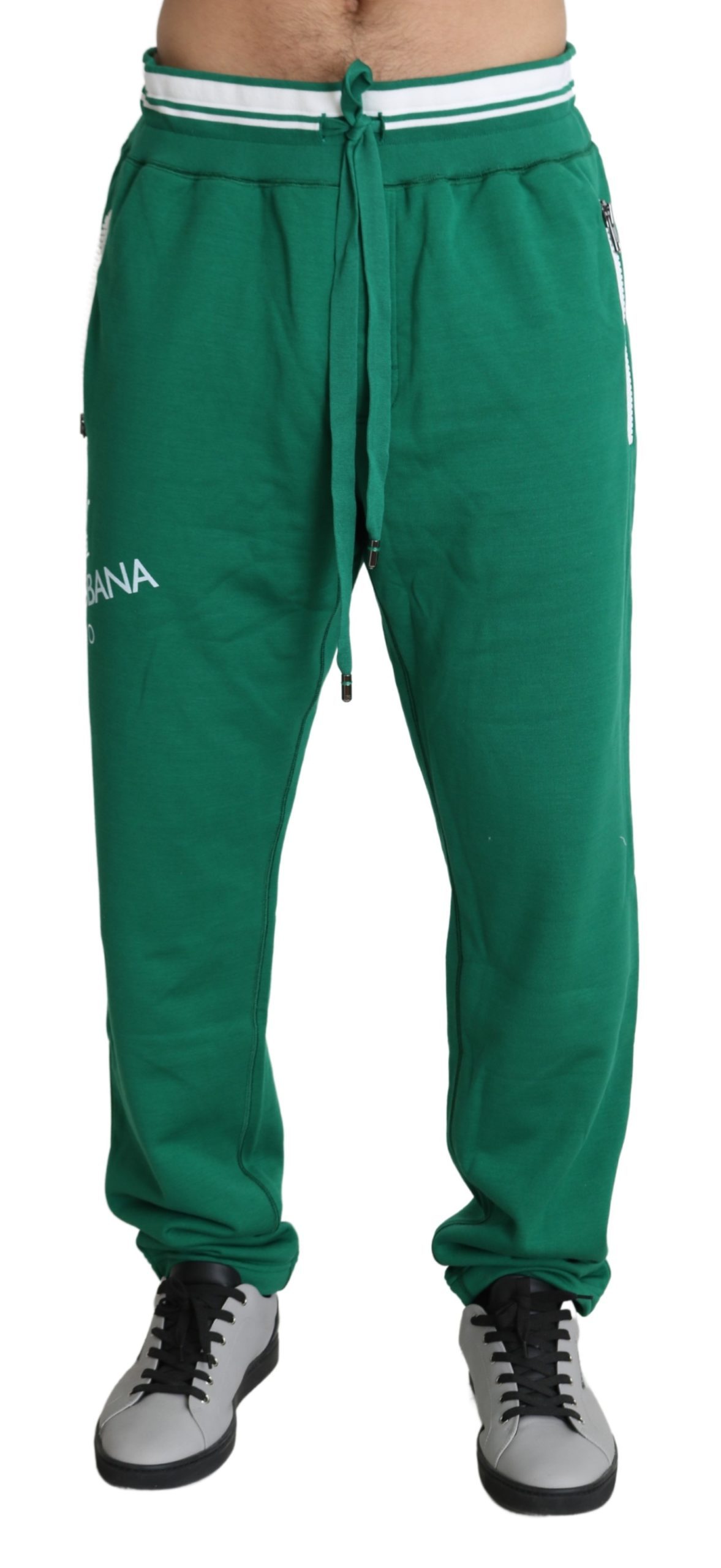 Green DG Crown Print Gym Sweatpants Cotton Pants - IT56 | XXL