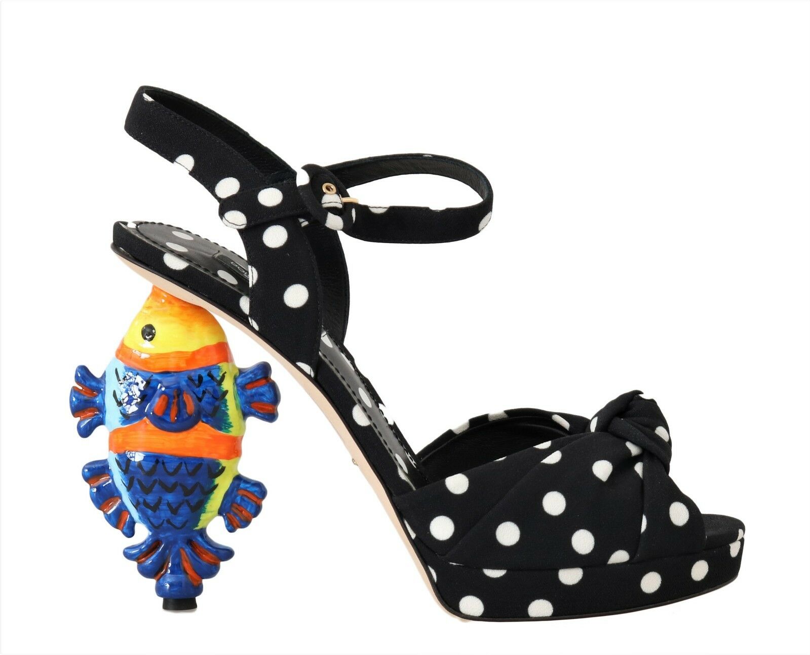 Dolce & Gabbana Women's Ankle Strap Fish Heel Black LA4286 - EU36/US5.5