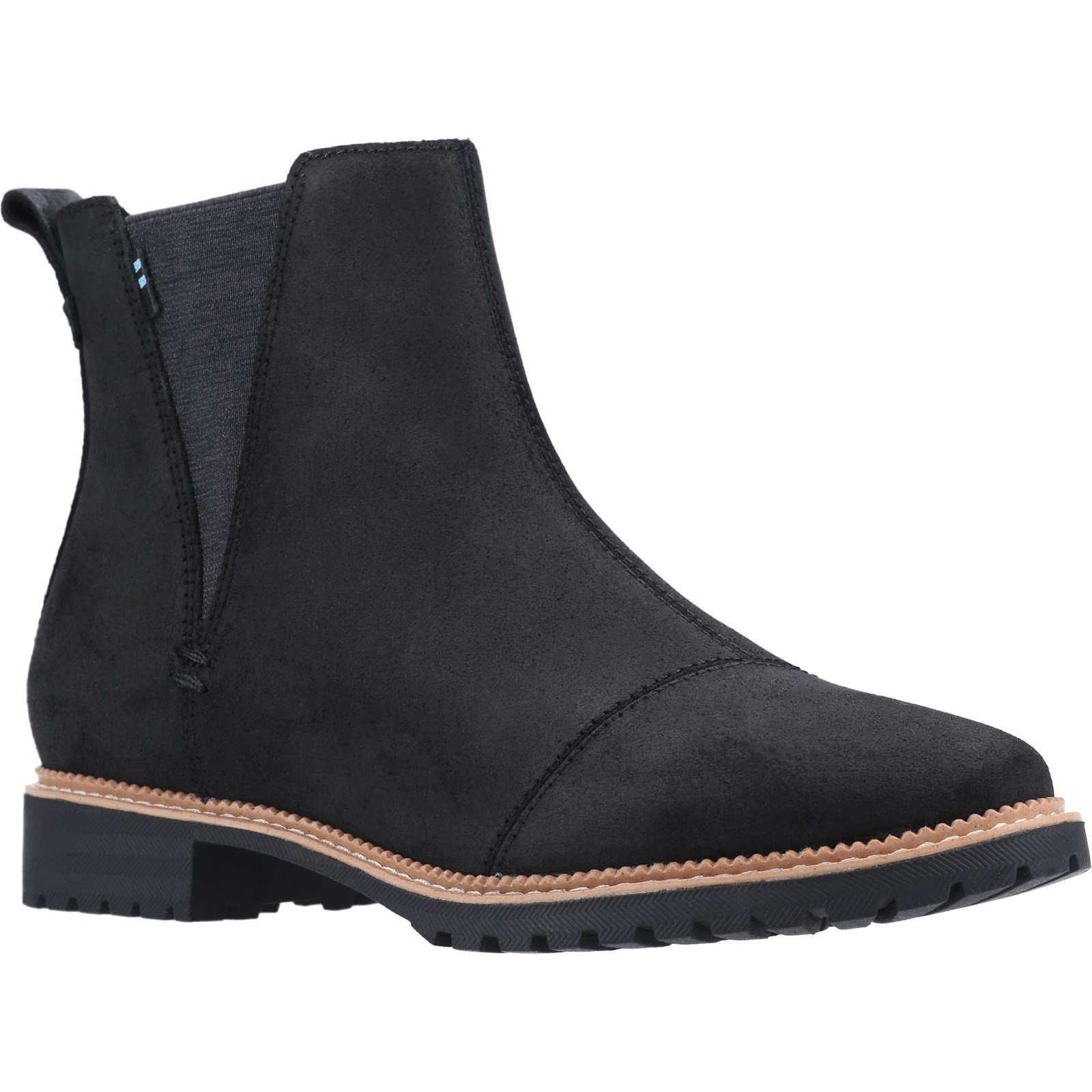 TOMS Women's Cleo Boot Multicolor 31596 - Water Resistant Black Leather 7