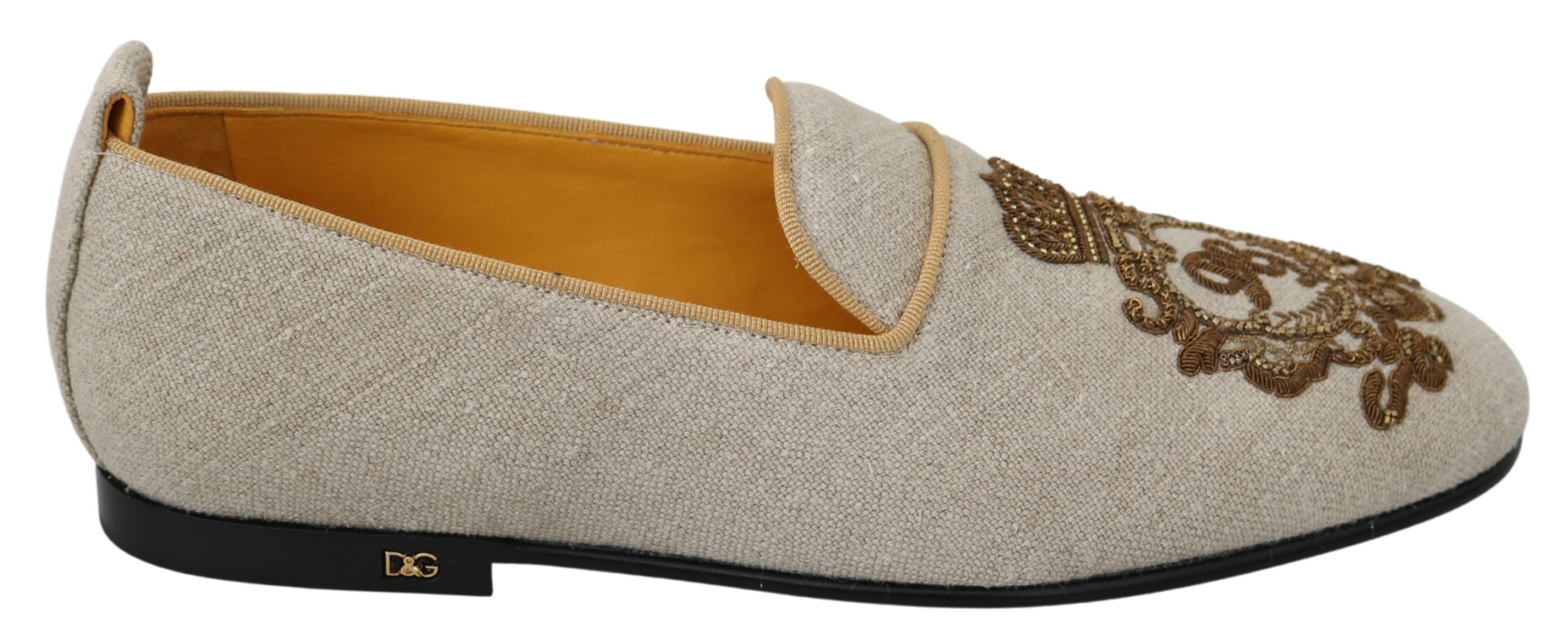 Dolce & Gabbana Men's Leather Woven Crown Loafer Beige MV2857 - EU41/US8