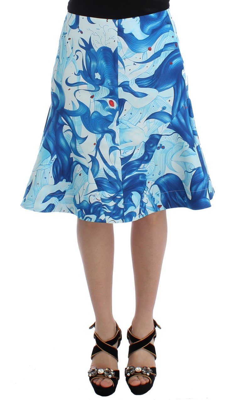 Koonhor Women's Peplum Fresco-Print Straight Skirt Blue SIG12703 - IT44|L