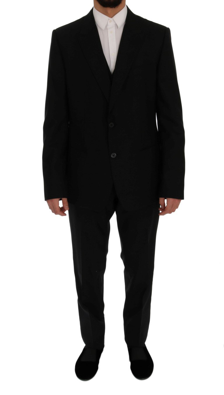 Dolce & Gabbana Men's Wool Slim Fit 3 Piece Suit Black SIG60302 - IT56 | XXL