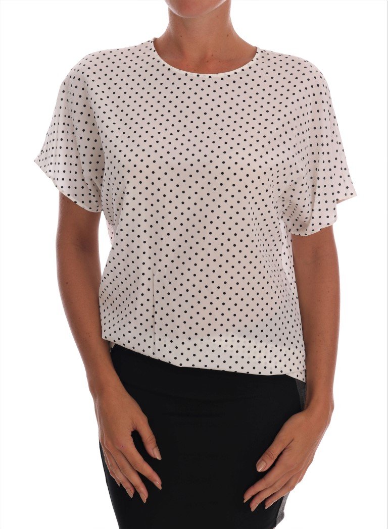 Dolce & Gabbana Women's Polka Dotted T-Shirt White TSH1438 - IT38|XS